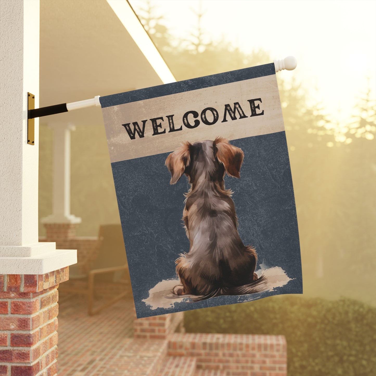 Dachshund Welcome 2-Sided Garden & House Flag/Banner