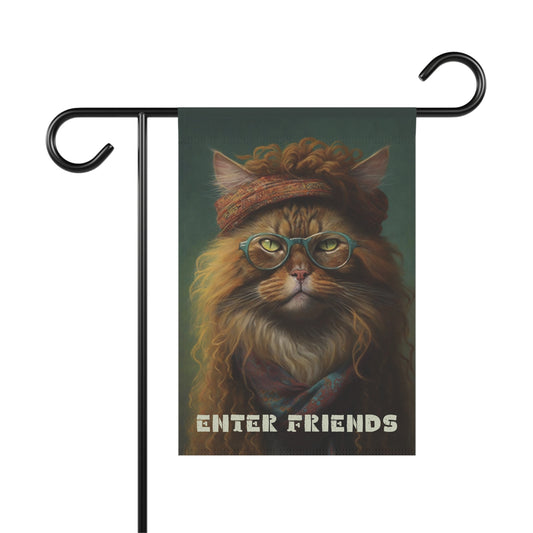 Enter Friends Bohemian Cat 2-Sided Garden & House Flag/Banner