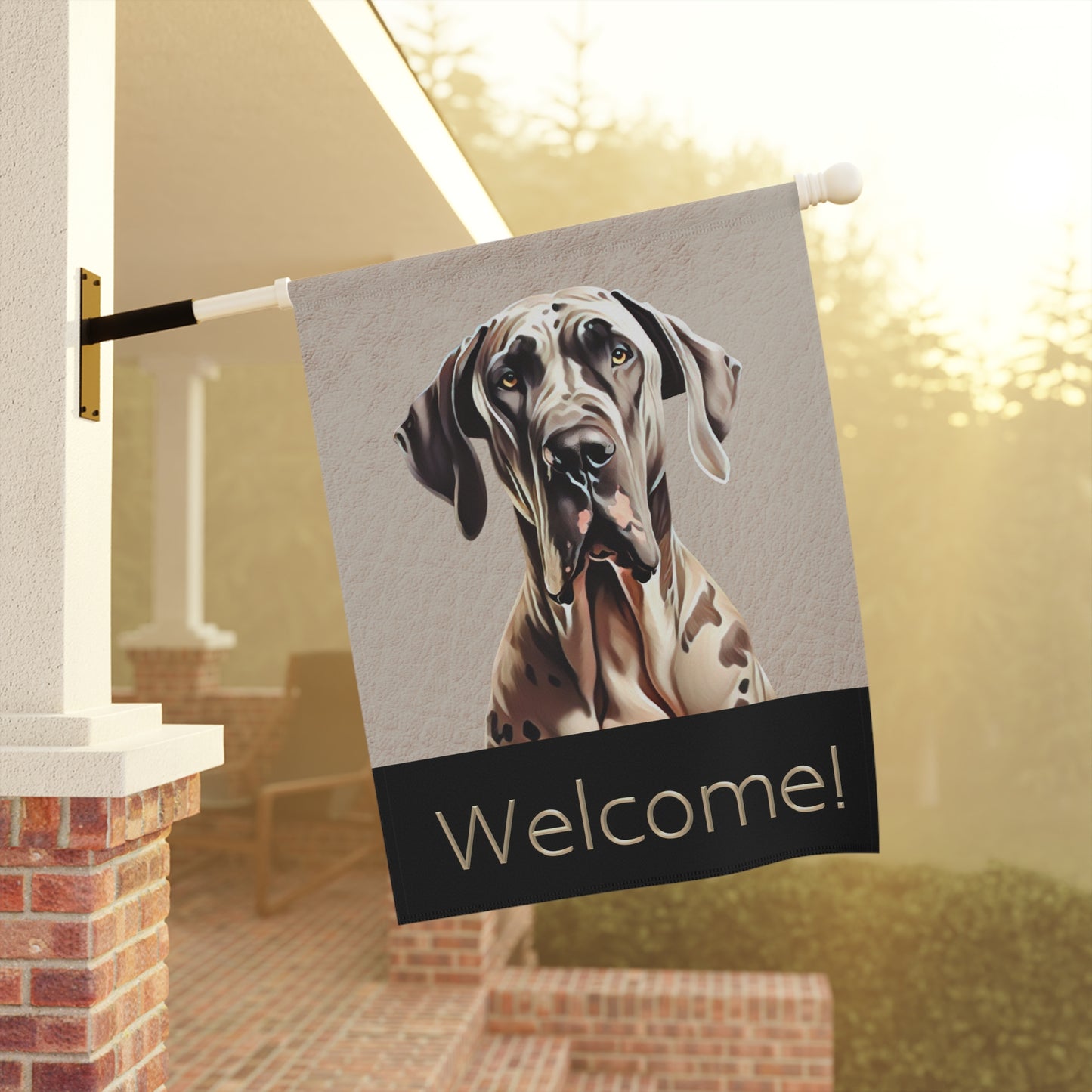 Great Dane Welcome 2-Sided Garden & House Flag/Banner