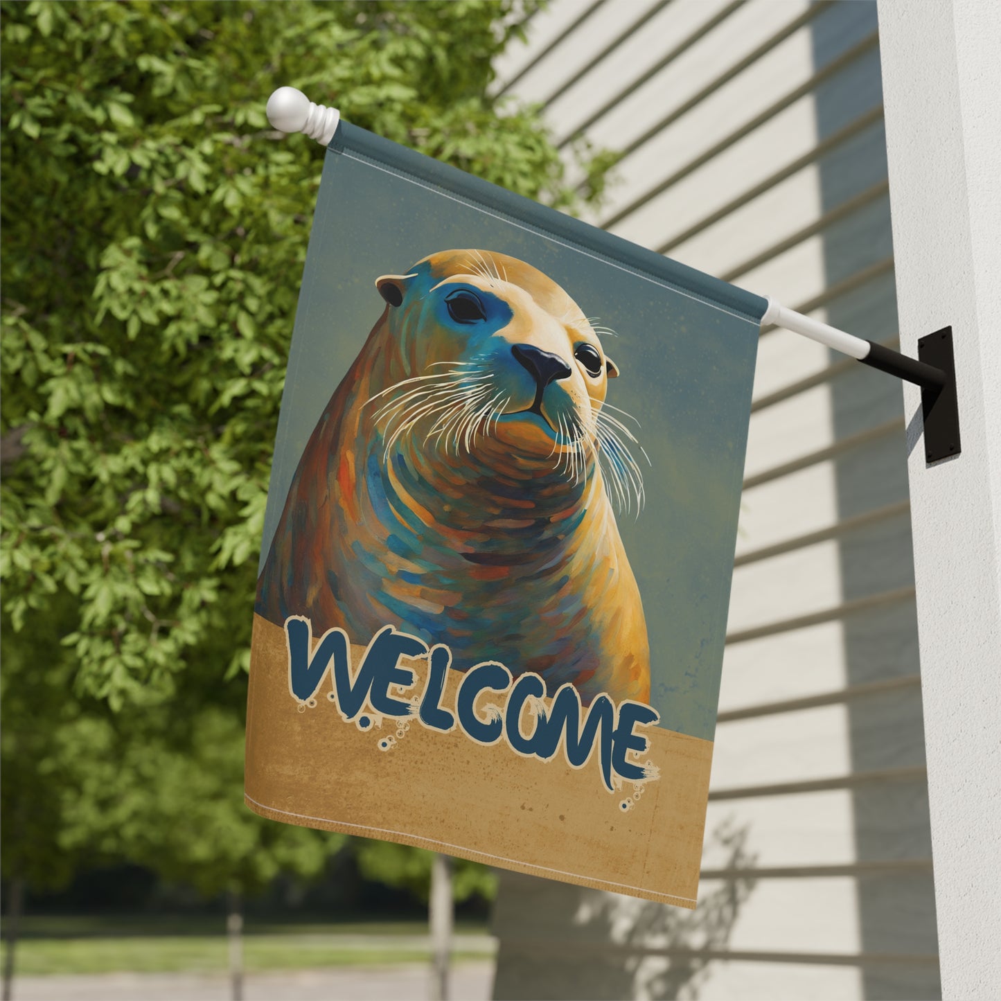 Sea Lion Welcome 2-Sided Garden & House Flag/Banner