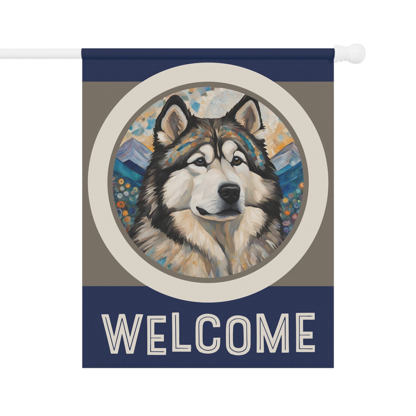 Alaskan Malamute Welcome 2-Sided Garden & House Flag/Banner