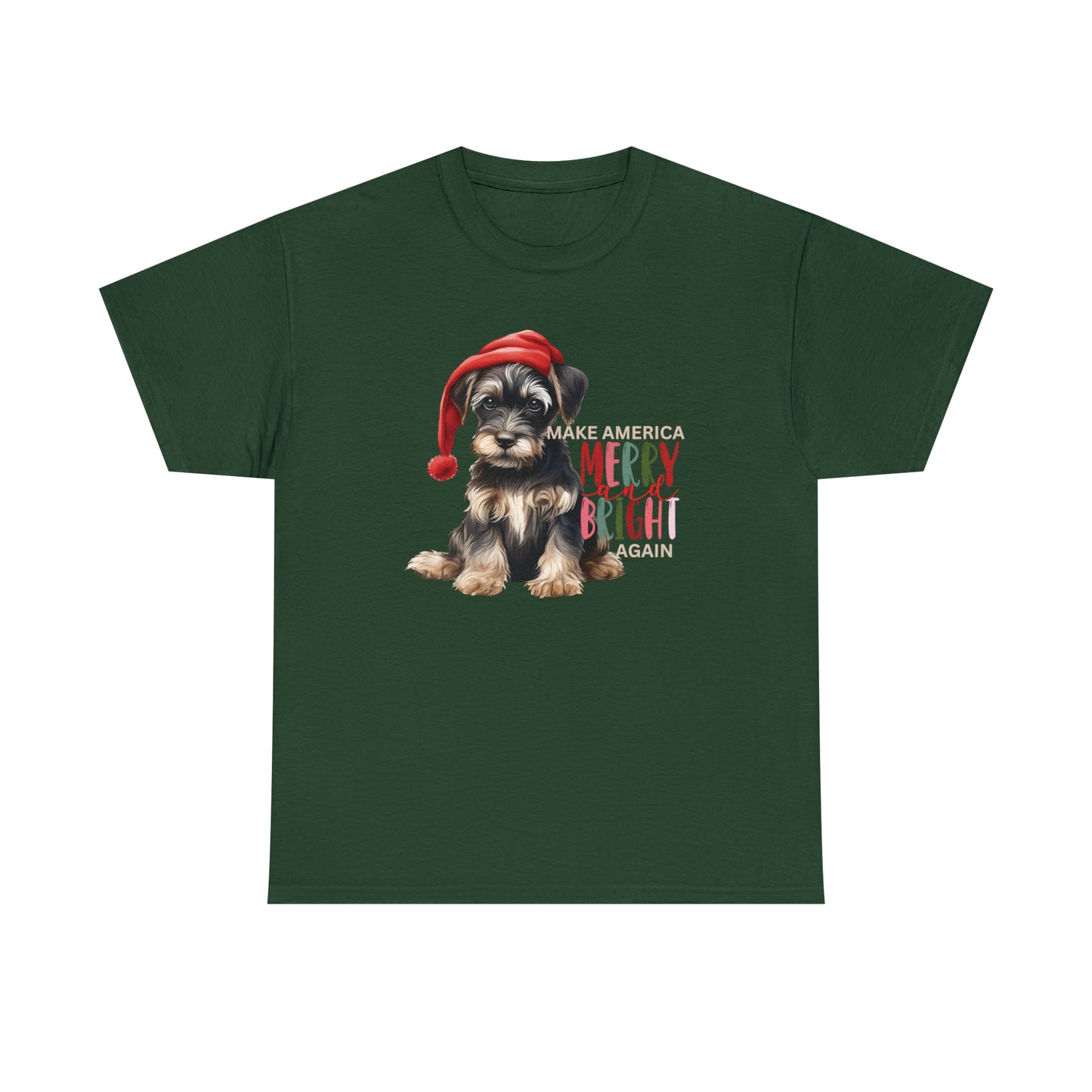 Santa Dog Make America Merry & Bright Again Unisex Heavy Cotton Tee