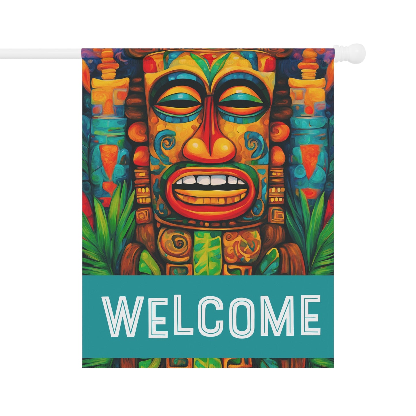 Happy Tiki Welcome 2-Sided Garden & House Flag/Banner