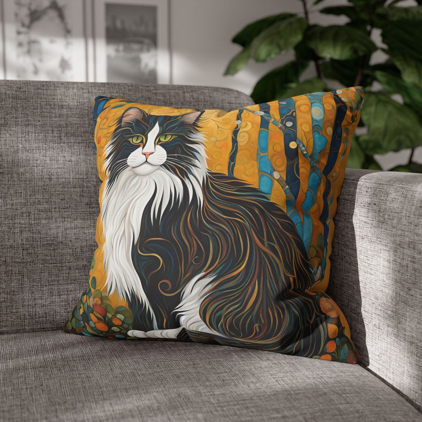 Norwegian Forest Cat Square Poly Canvas Pillowcase