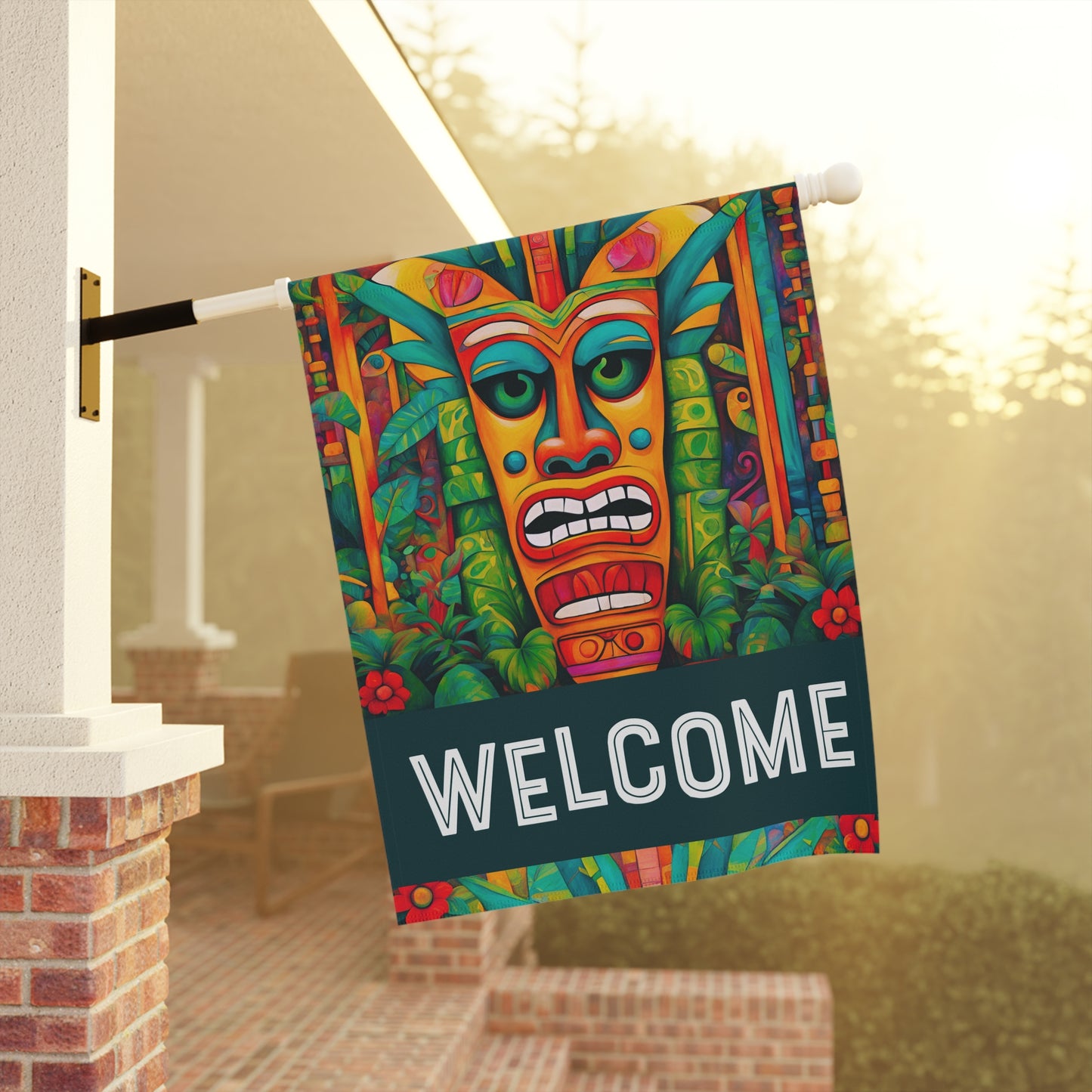 Tiki Joe Welcome 2-Sided Garden & House Flag/Banner