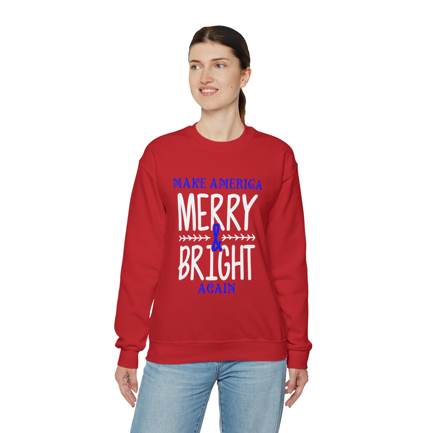 Bold Make America Merry & Bright Again Red Unisex Heavy Blend™ Crewneck Sweatshirt