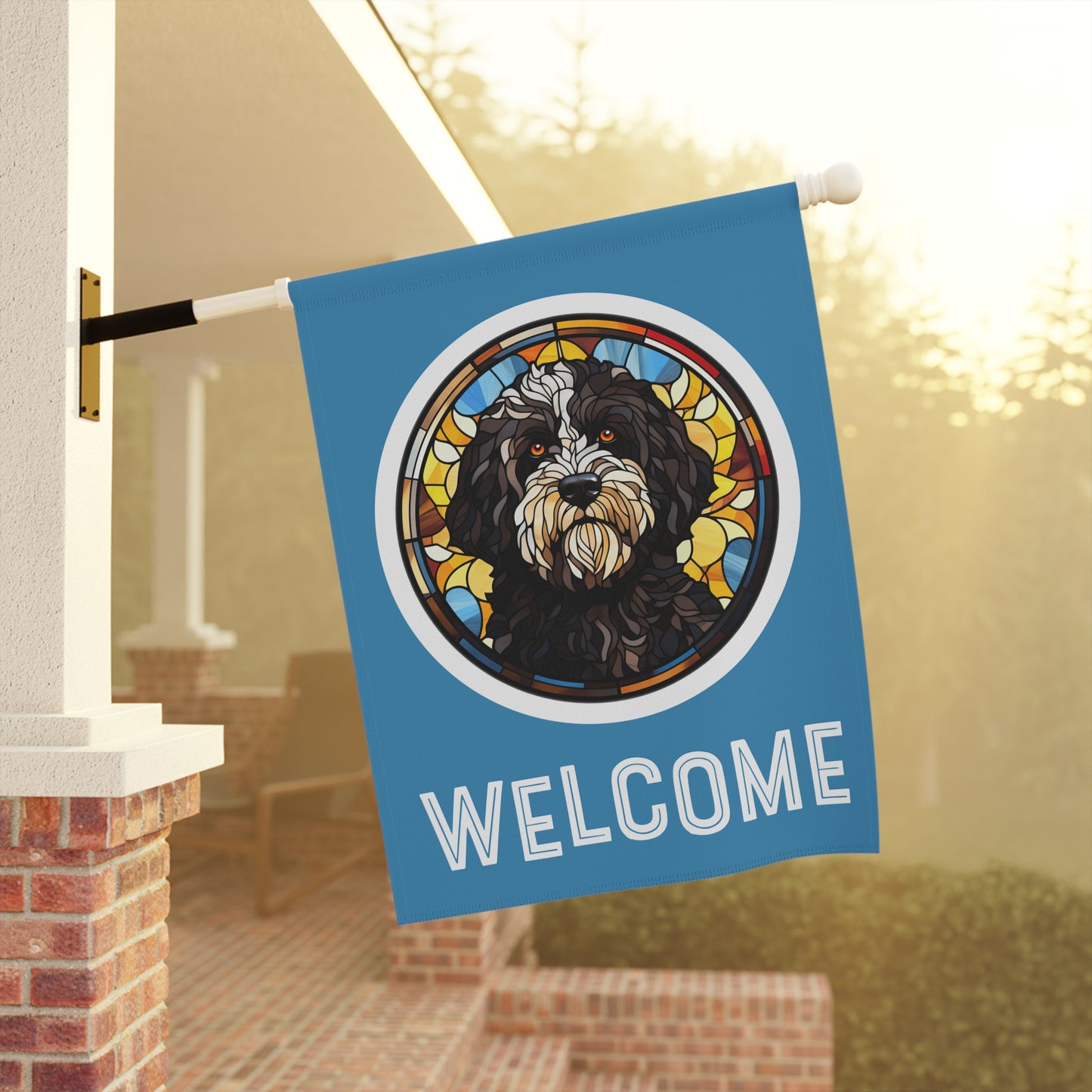 Portuguese Water Dog Welcome 2-Sided Garden & House Flag/Banner