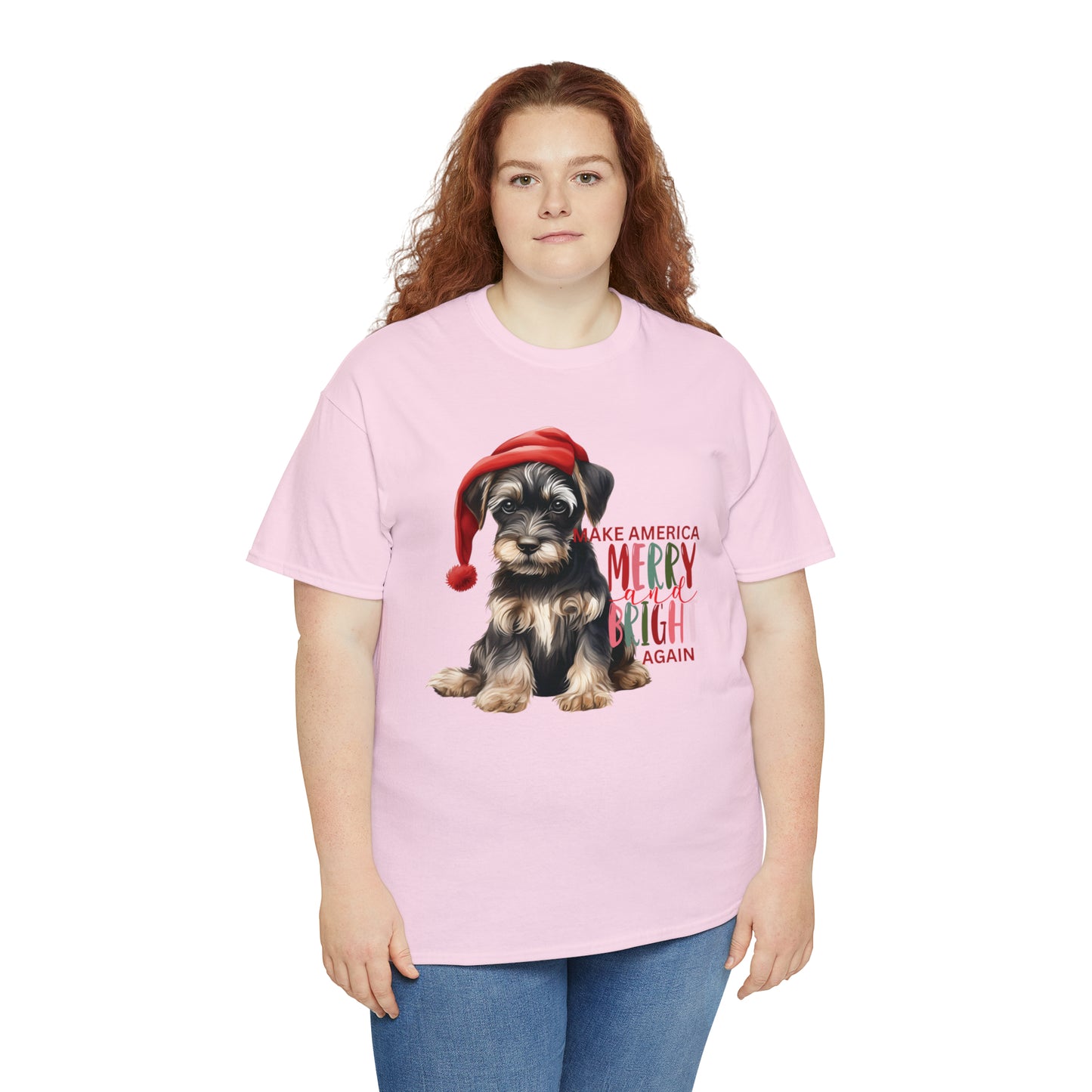 Santa Dog Make America Merry & Bright Again Unisex Heavy Cotton Tee