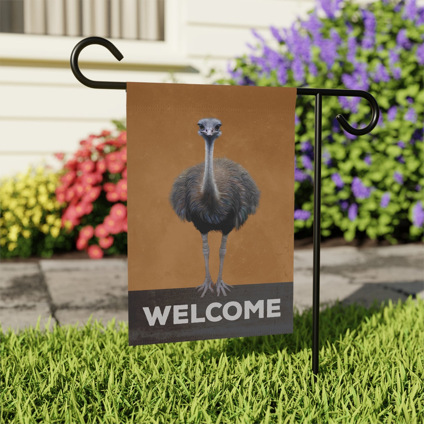 Ostrich Welcome 2-Sided Garden & House Flag/Banner