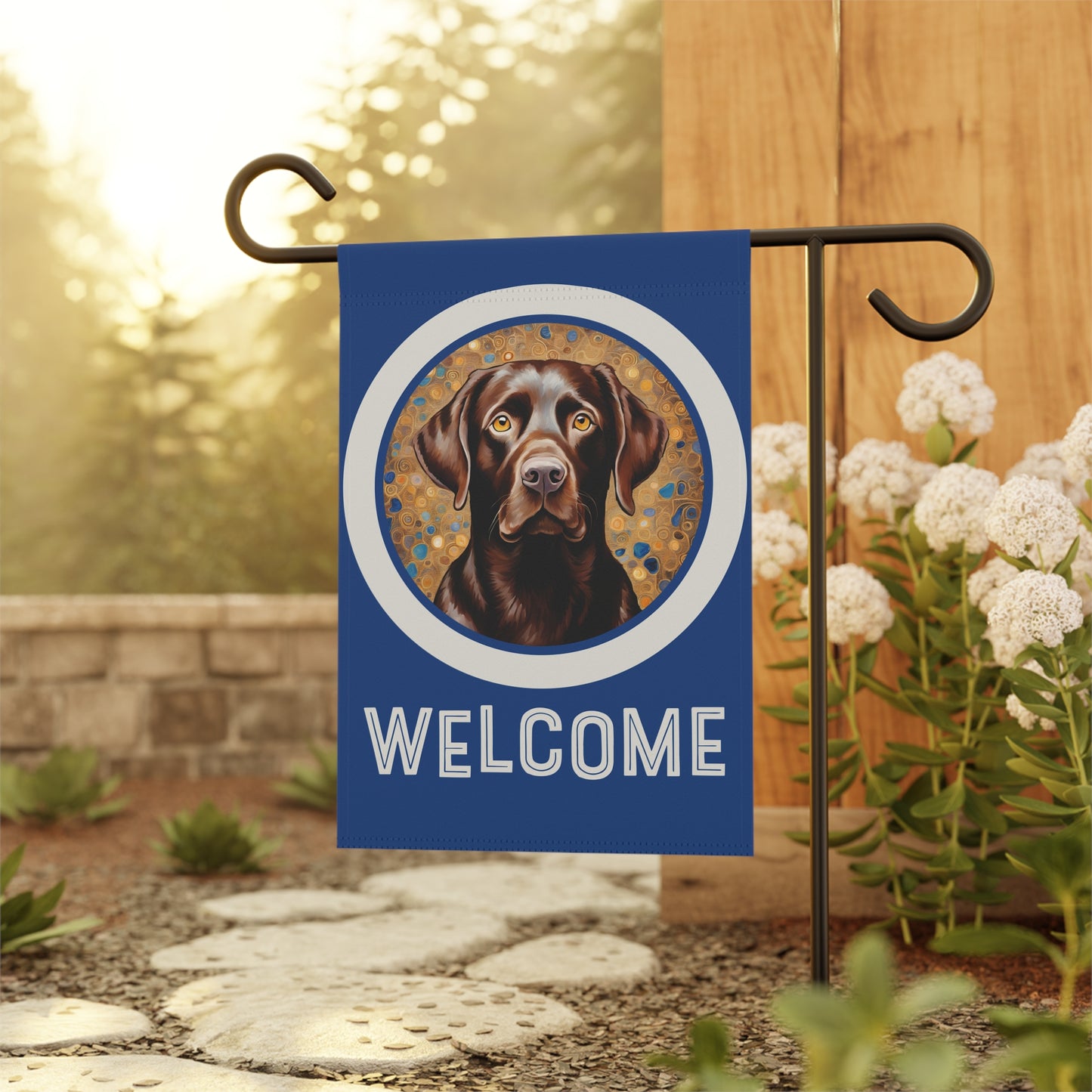 Chocolate Labrador Welcome 2-Sided Garden & House Flag/Banner