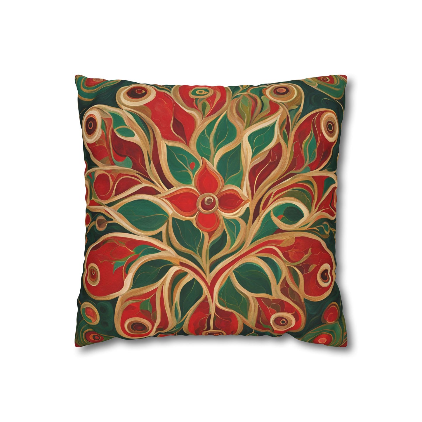 Holiday Bloom Square Poly Canvas Pillowcase