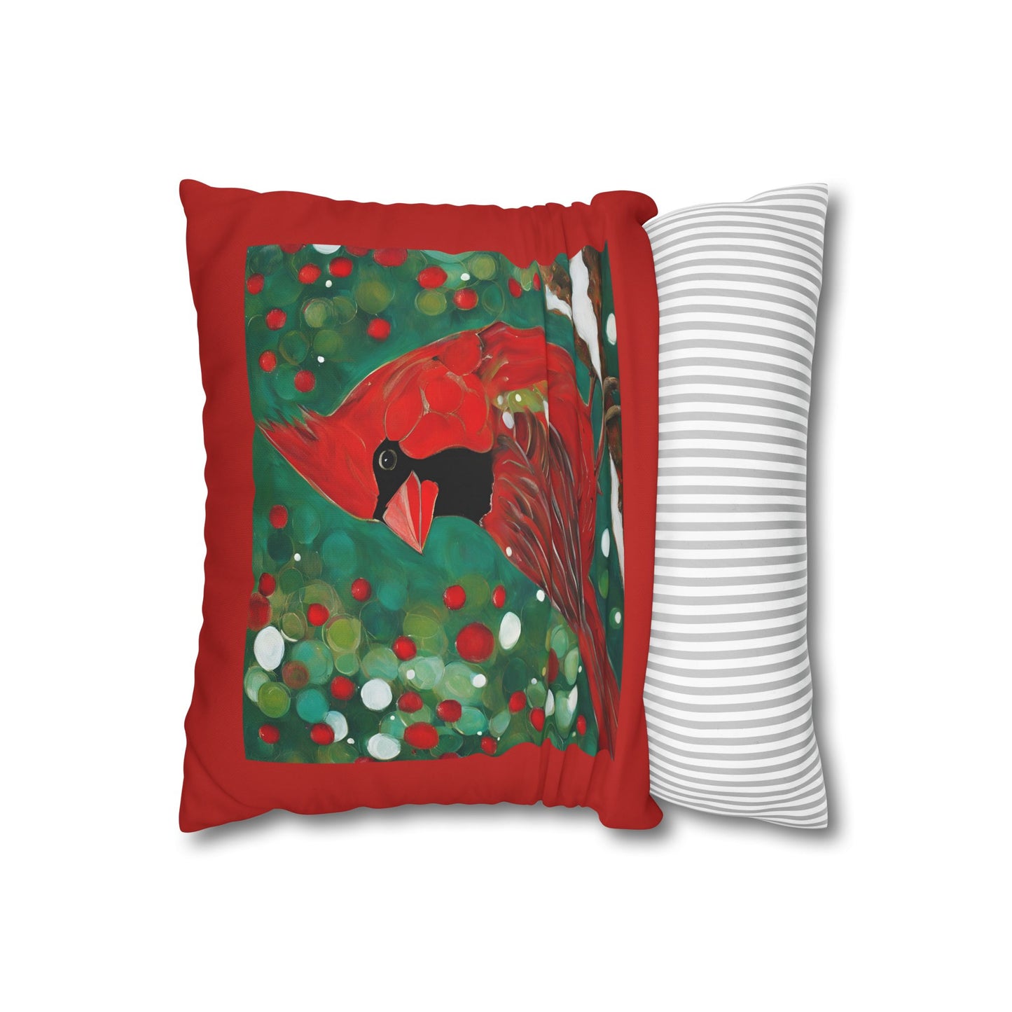 Bright Cardinal Square Poly Canvas Pillowcase