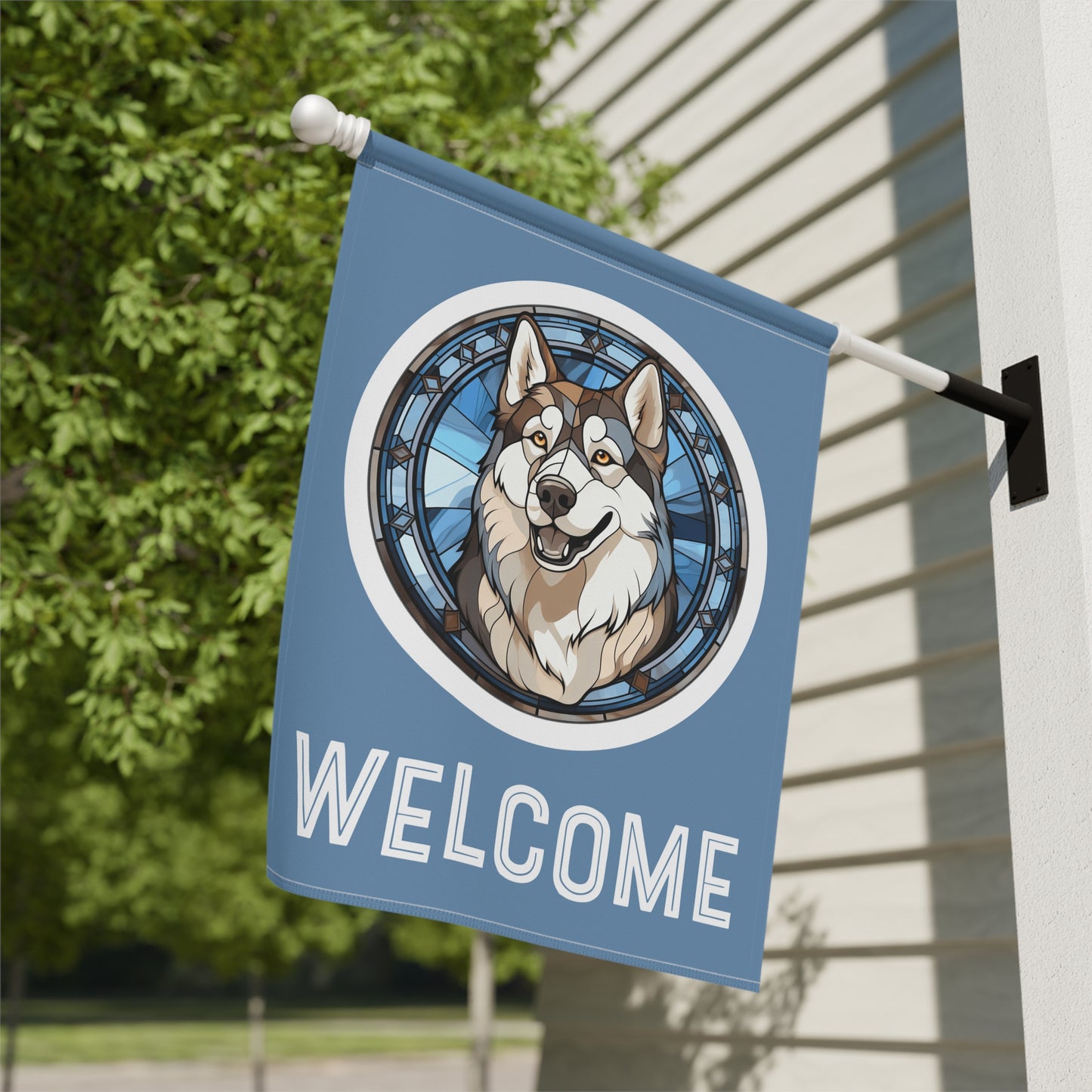 Siberian Husky Welcome 2-Sided Garden & House Flag/Banner