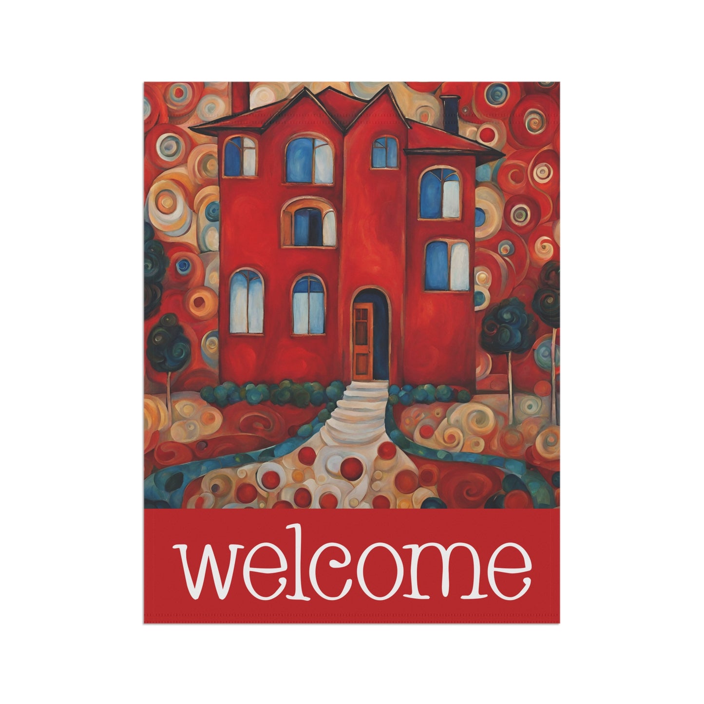 Red House Welcome 2-Sided Garden & House Flag/Banner