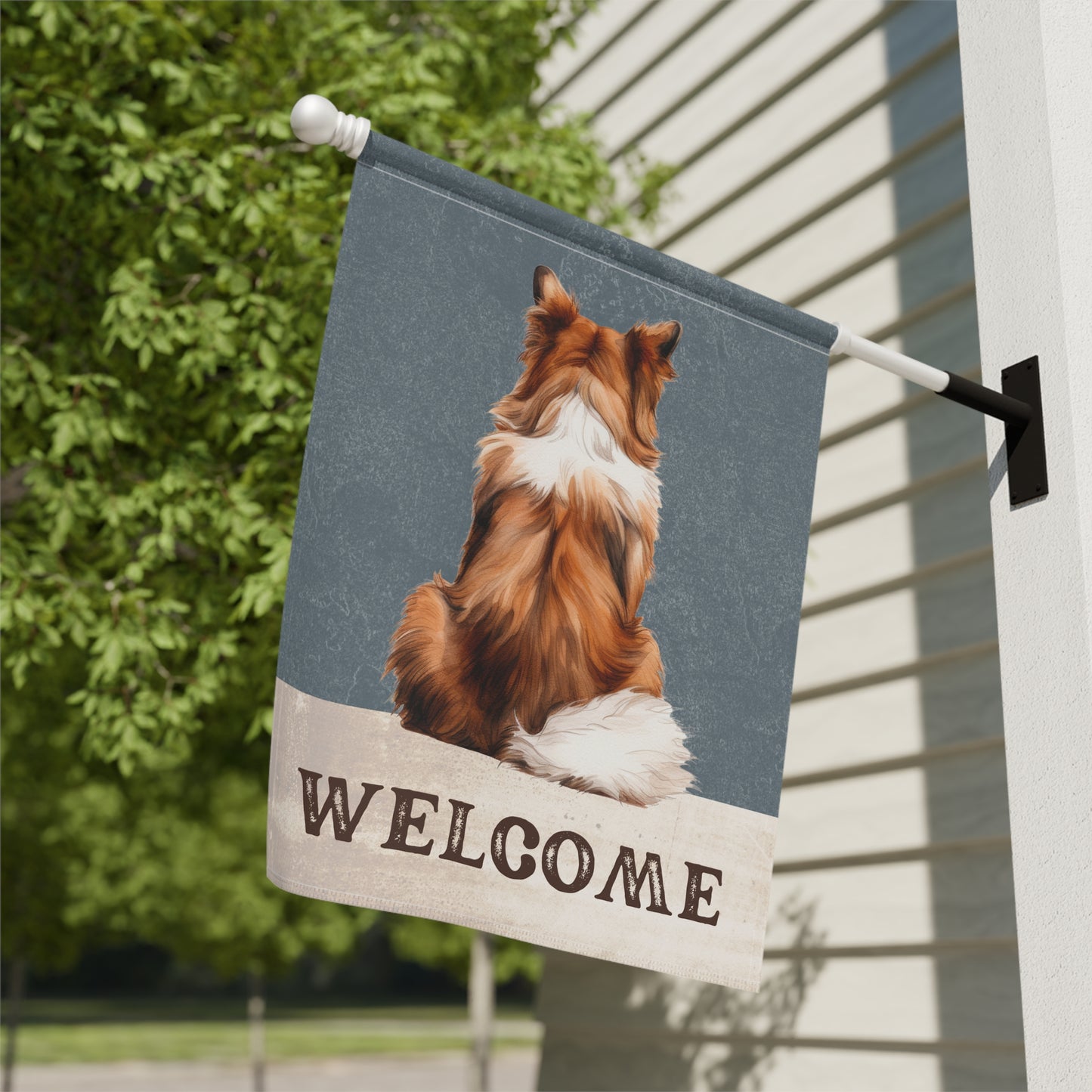 Sheltie Welcome 2-Sided Garden & House Flag/Banner