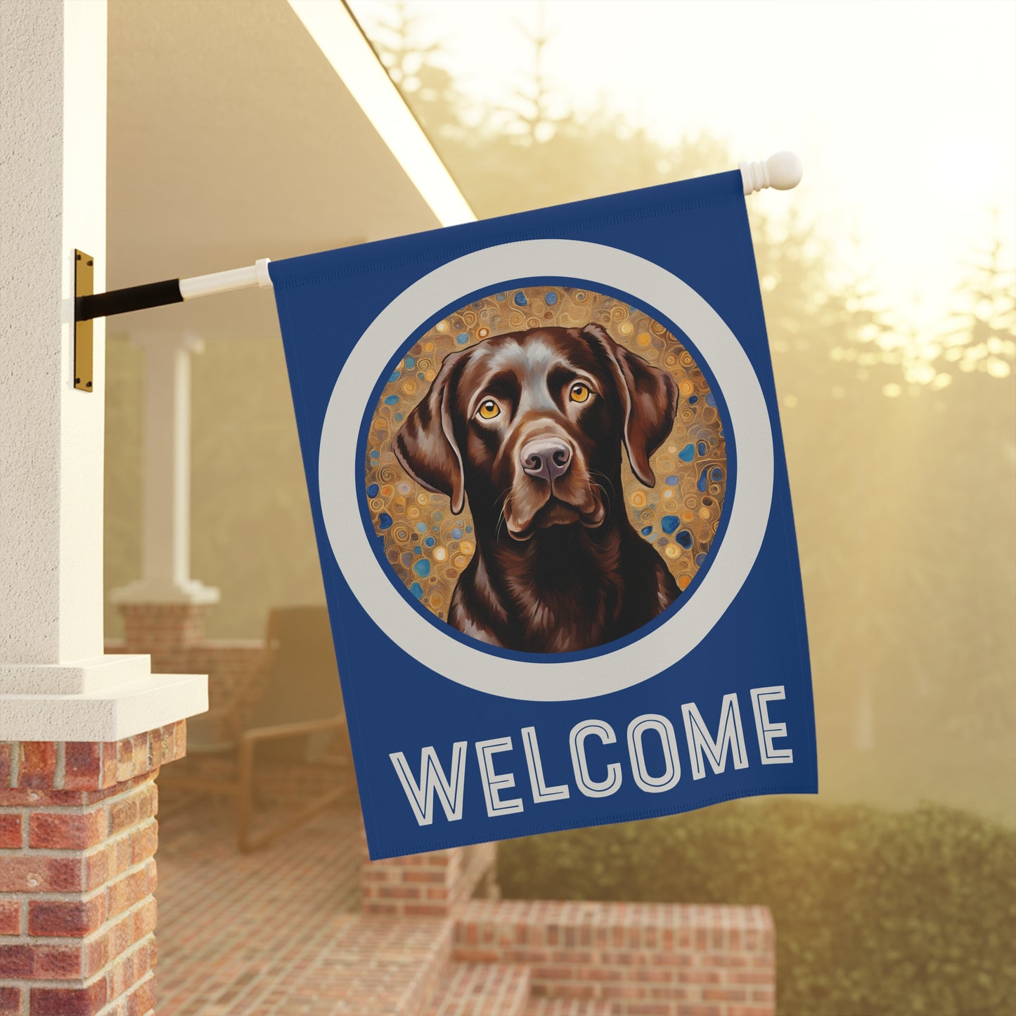 Chocolate Labrador Welcome 2-Sided Garden & House Flag/Banner