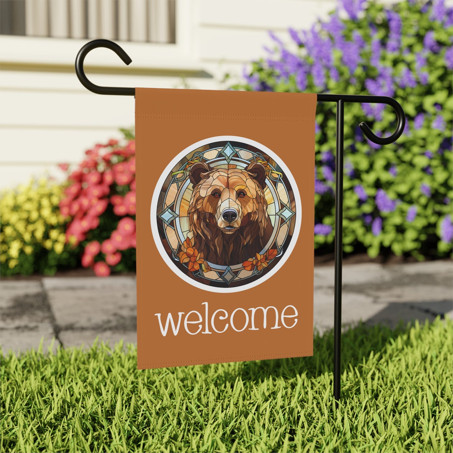 Brown Bear Welcome 2-Sided Garden & House Flag/Banner