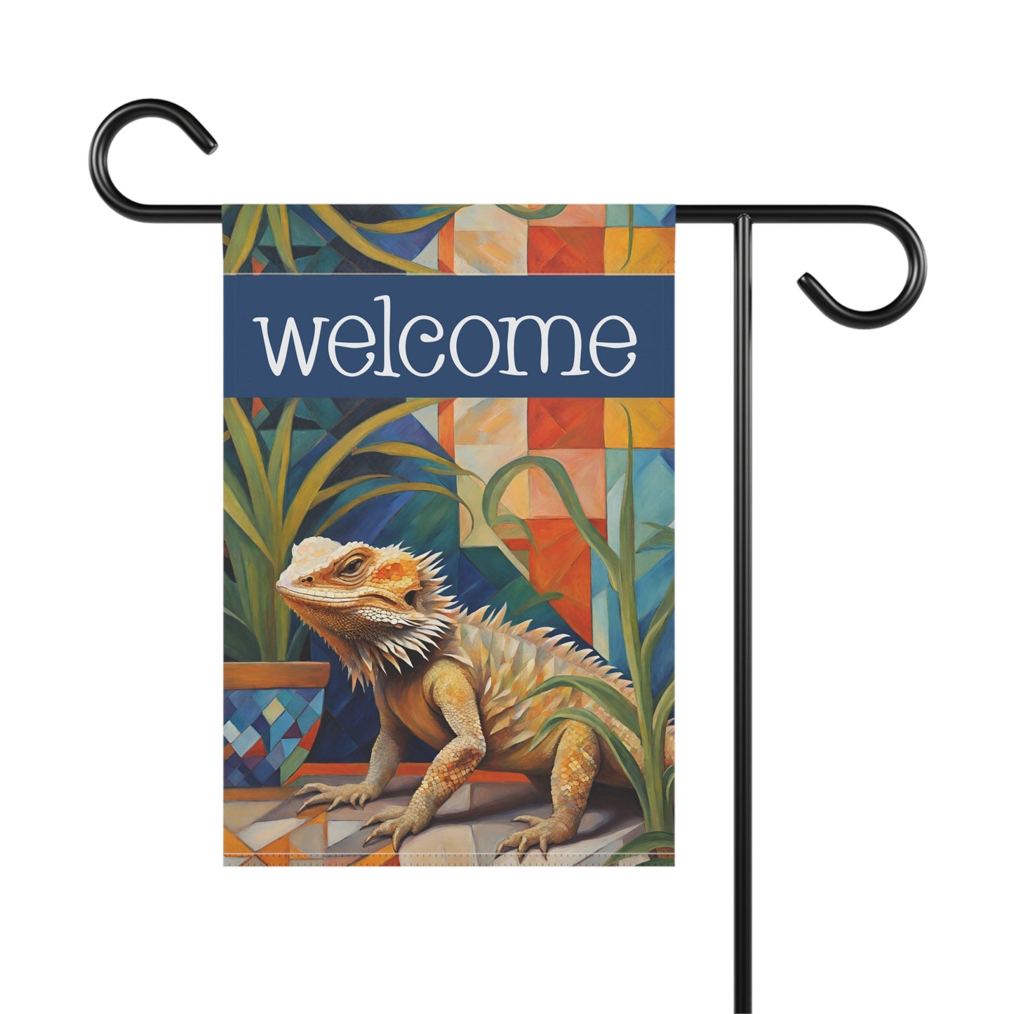 Patio Visitor Bearded Dragon Welcome 2-Sided Garden & House Flag/Banner