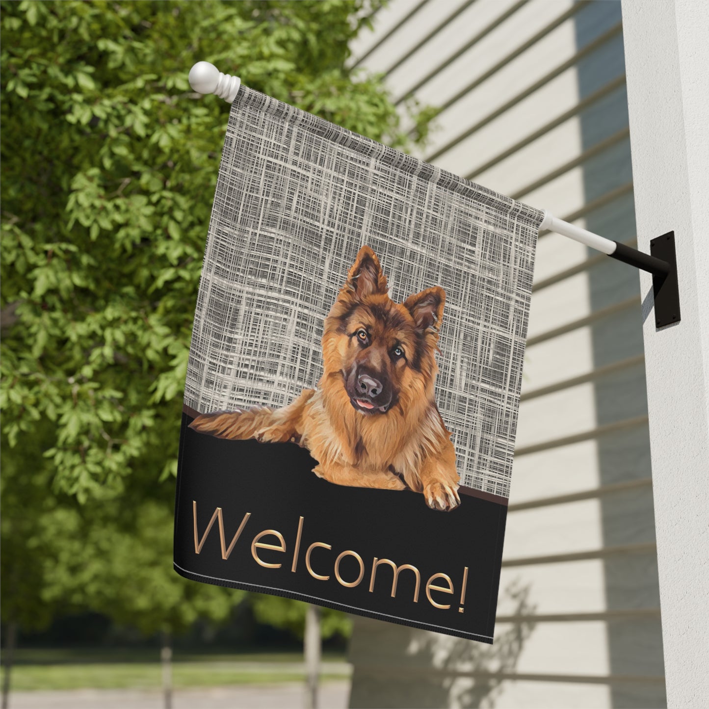 German Shepherd Welcome 2-Sided Garden & House Flag/Banner