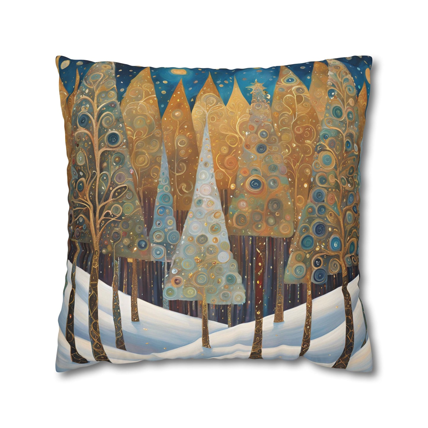 Christmas in the Forest Square Poly Canvas Pillowcase