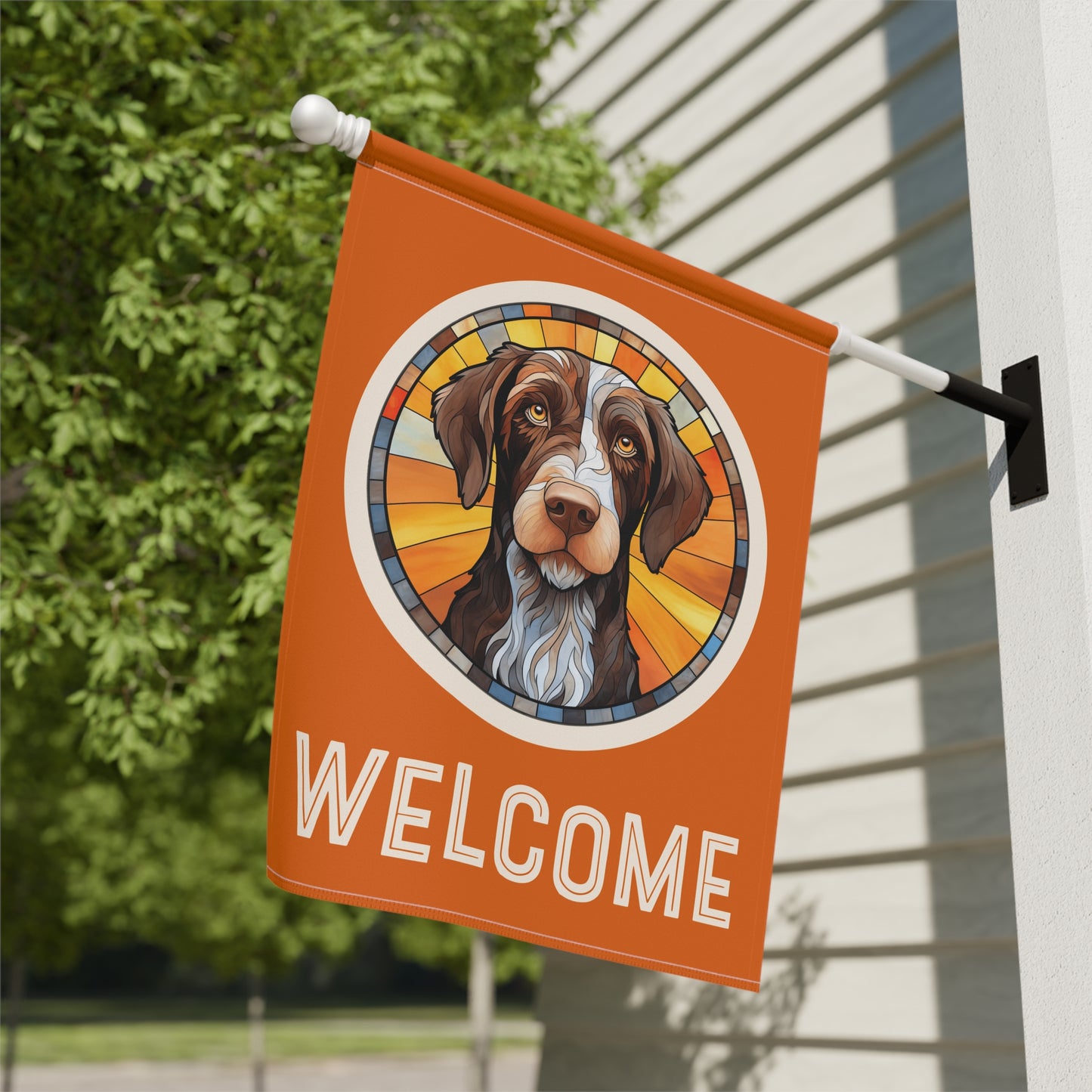 German Wirehaired Pointer Welcome 2-Sided Garden & House Flag/Banner