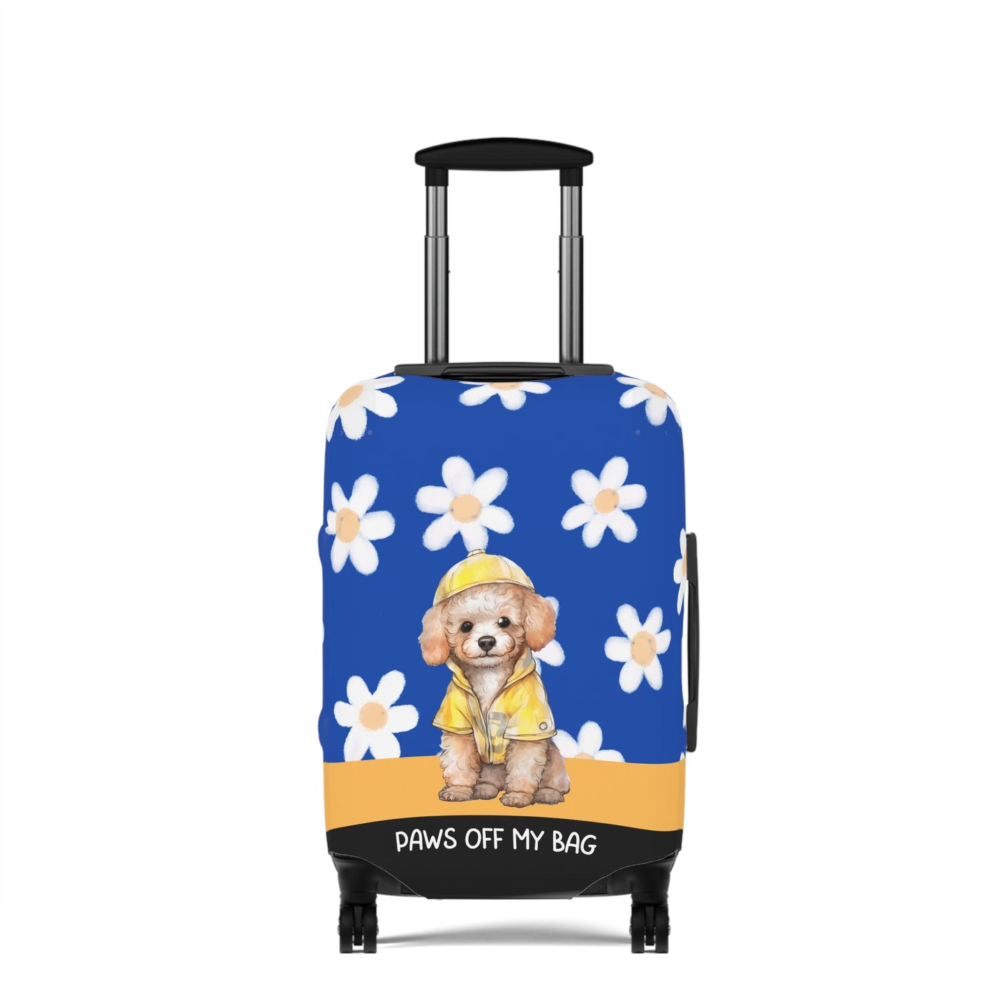 Poodle in Yellow Rain Jacket Paws Off My Bag Luggage Cover