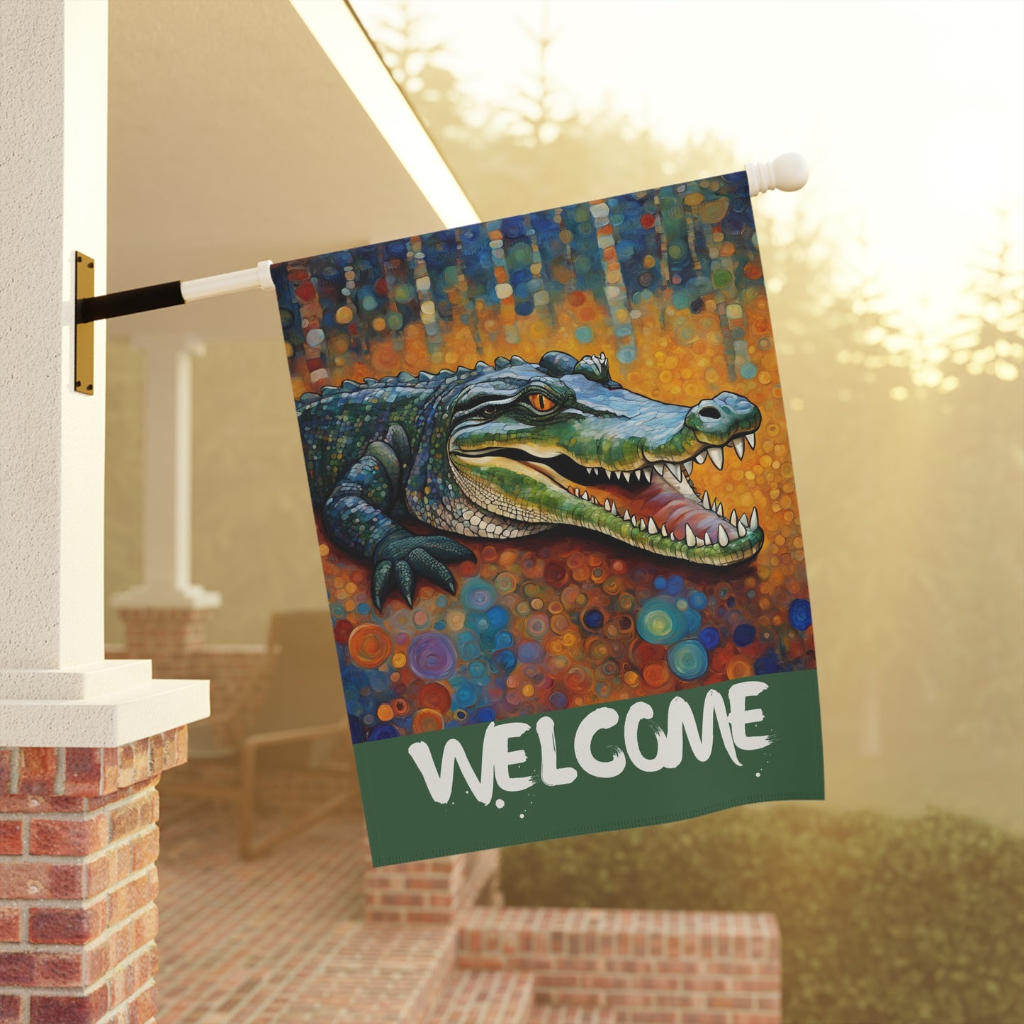 Alligator Welcome 2-Sided Garden & House Flag/Banner