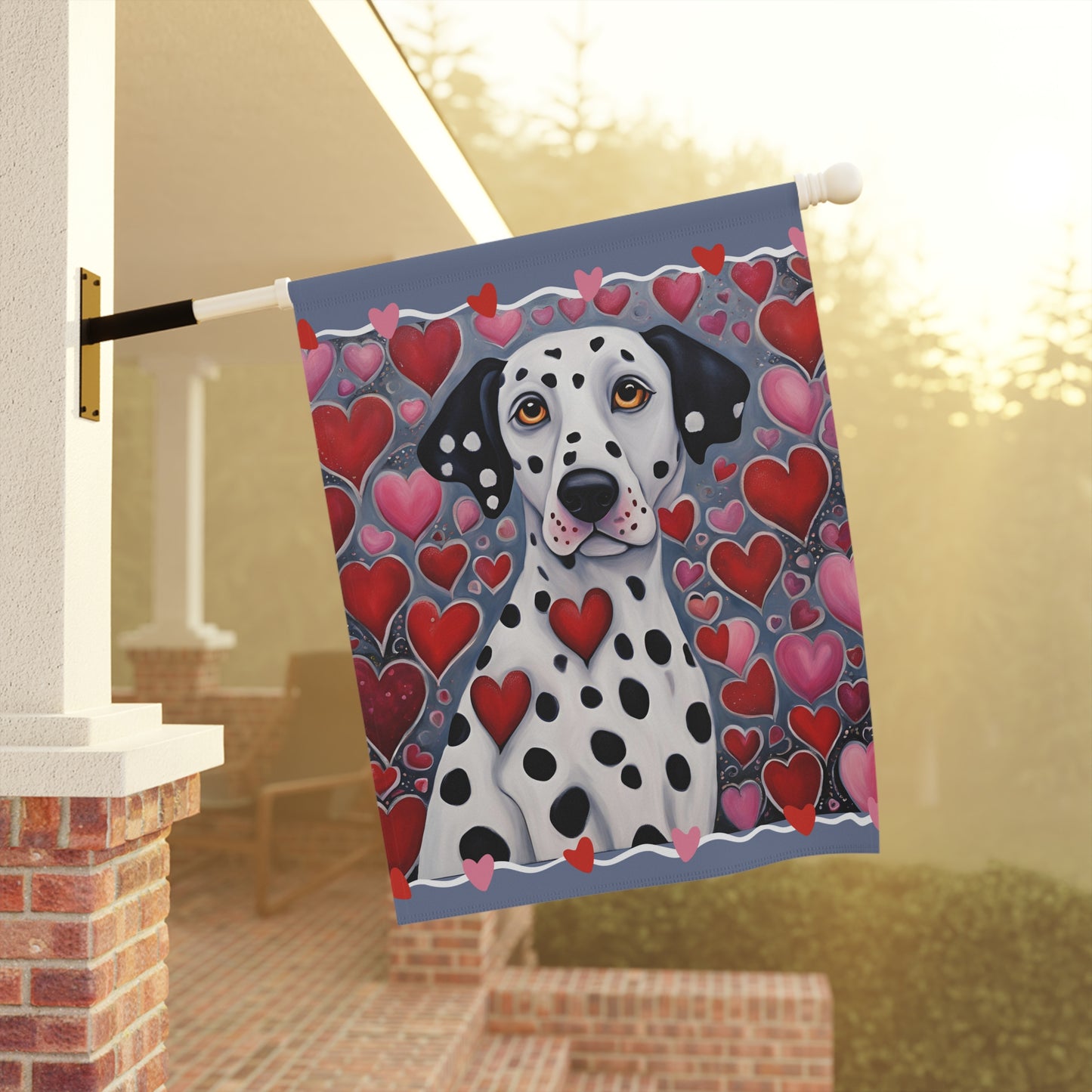 Dalmatian Valentine 2-Sided Garden & House Flag/Banner