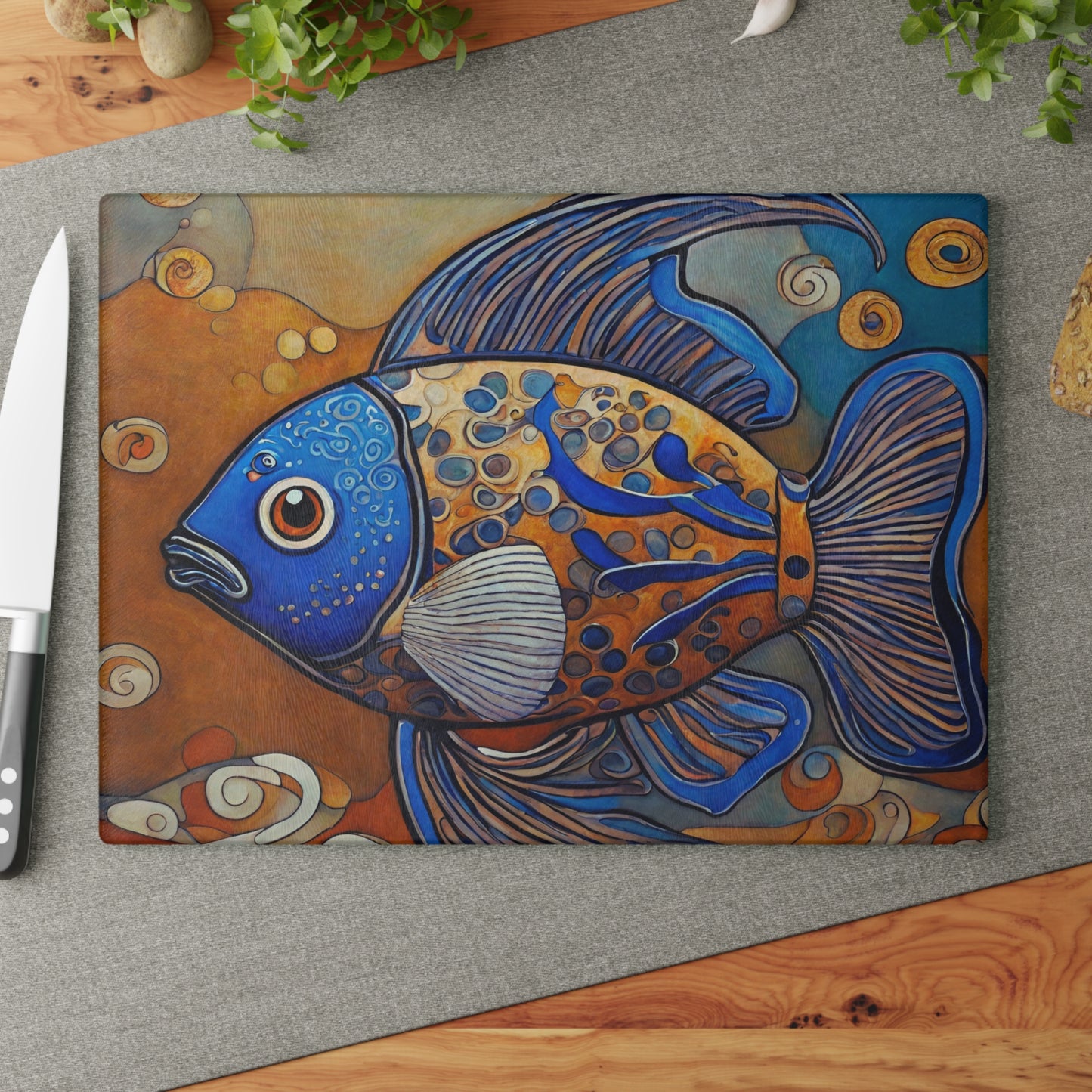 Just Keep Swimming Tempered Glass Cutting Board