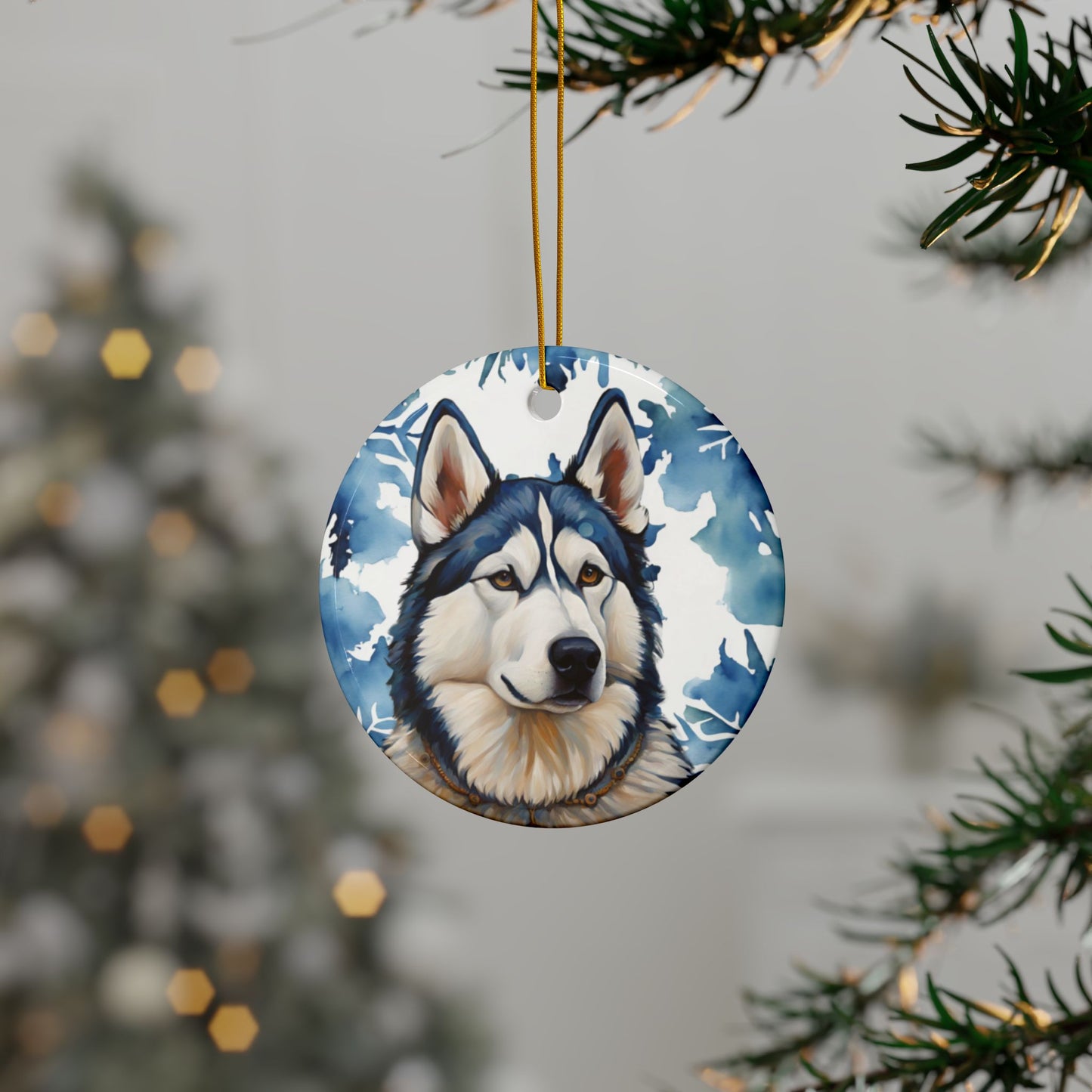 Siberian Husky Ceramic Ornaments, 2-Side Print, (1pc, 10pcs)