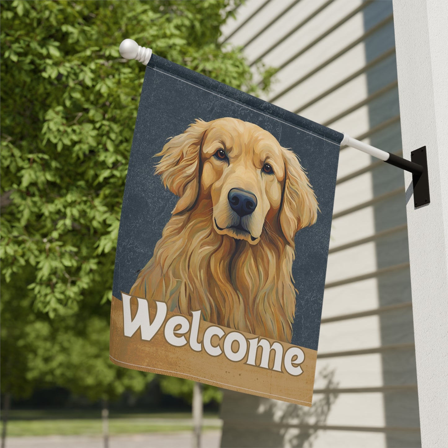 Golden Retriever Welcome 2-Sided Garden & House Flag/Banner