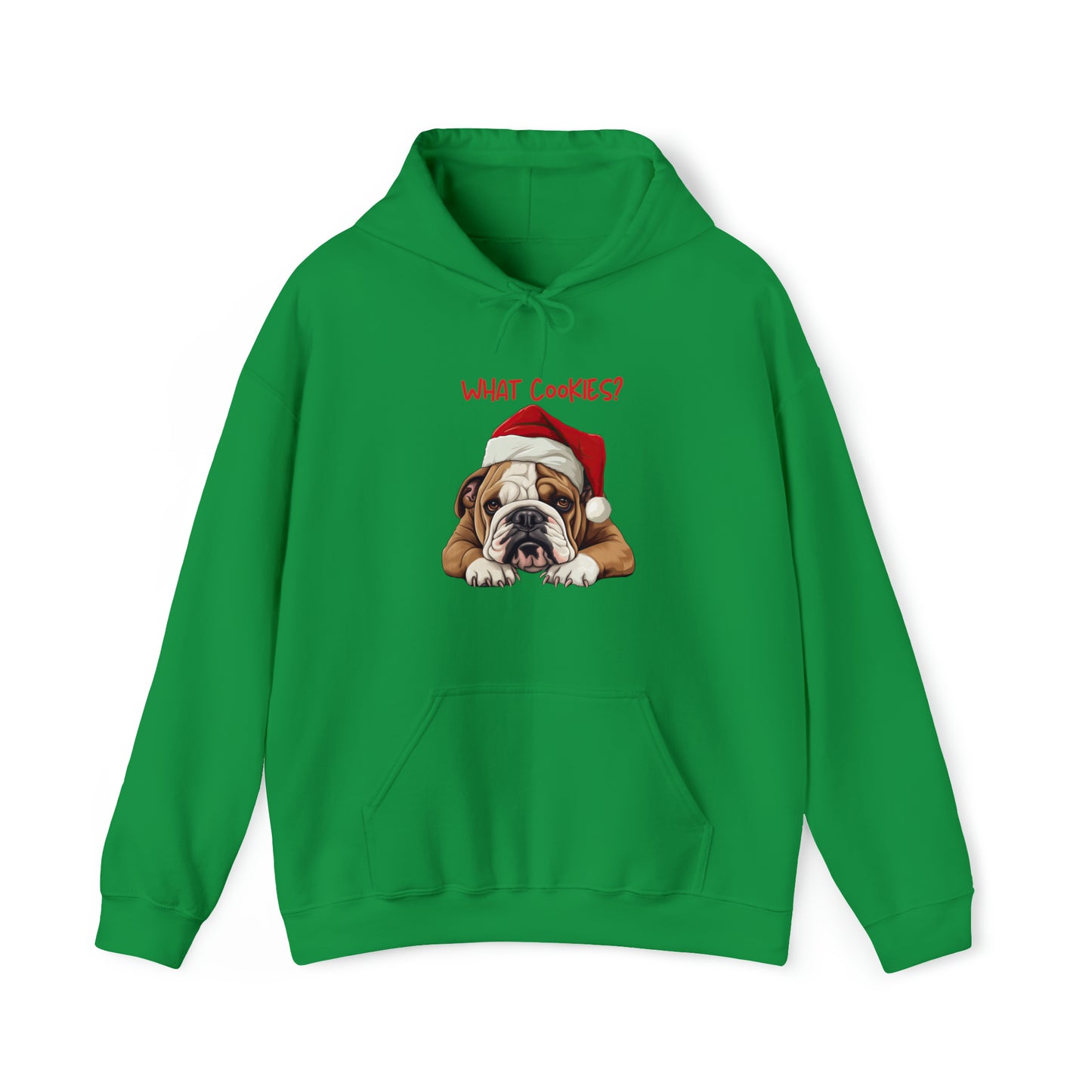 What Cookies? Bulldog in Santa Hat Unisex Heavy Blend™ Hooded Sweatshirt