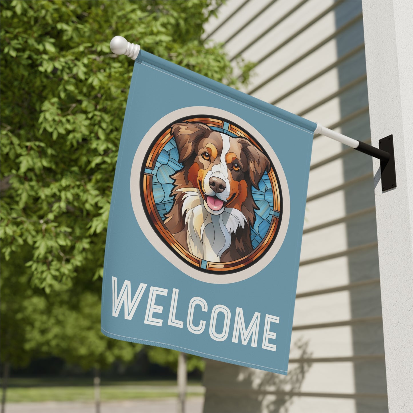 Australian Shepherd Welcome 2-Sided Garden & House Flag/Banner