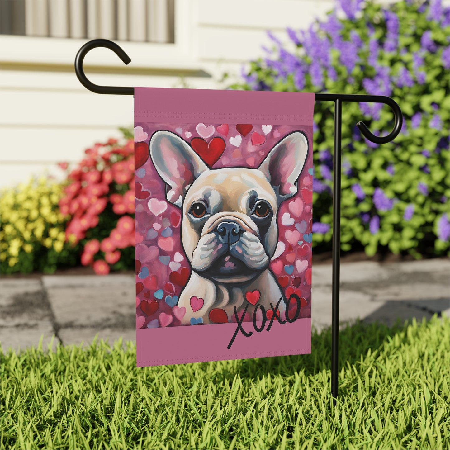 French Bulldog Valentine 2-Sided Garden & House Flag/Banner