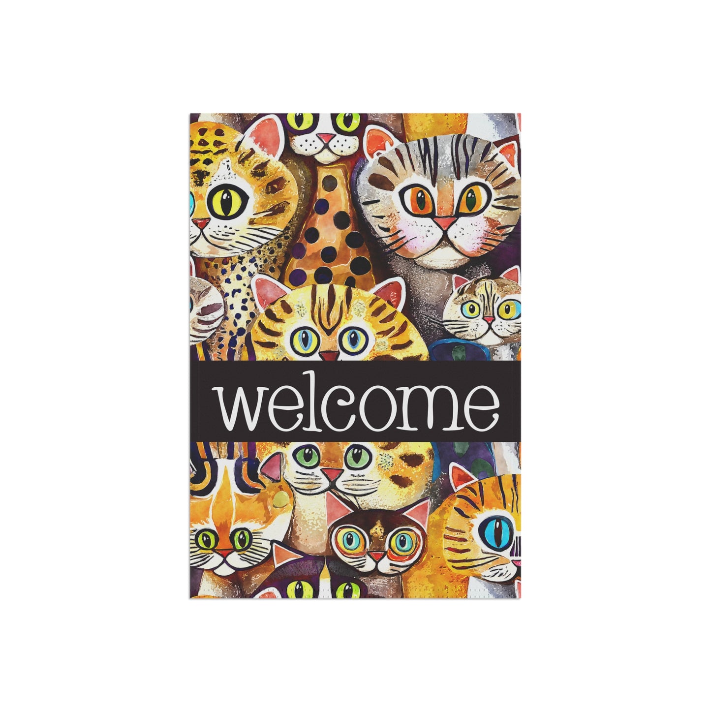 Funky Cats A Plenty Welcome 2-Sided Garden & House Flag/Banner