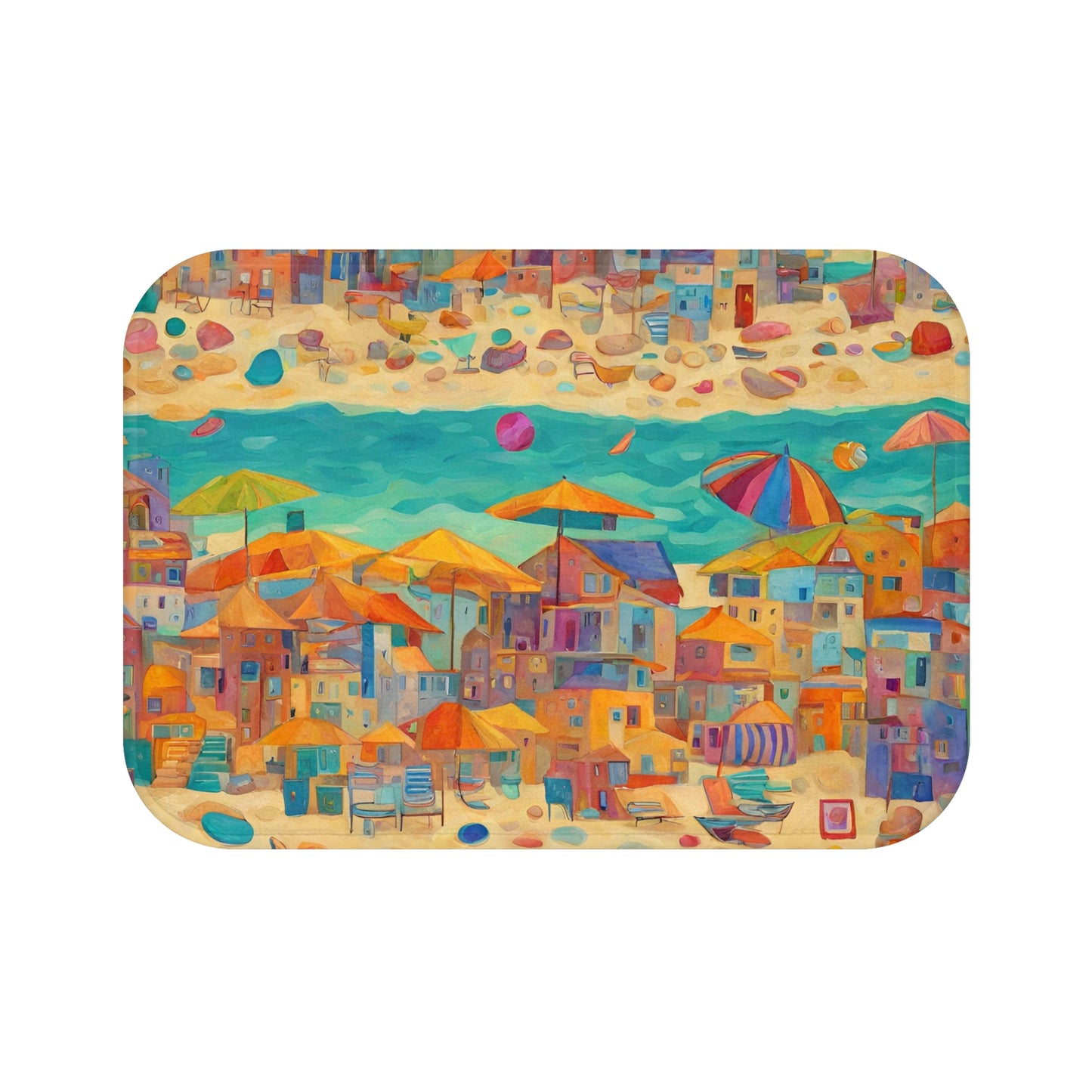 Seaside in Living Color Microfiber Bath Mat