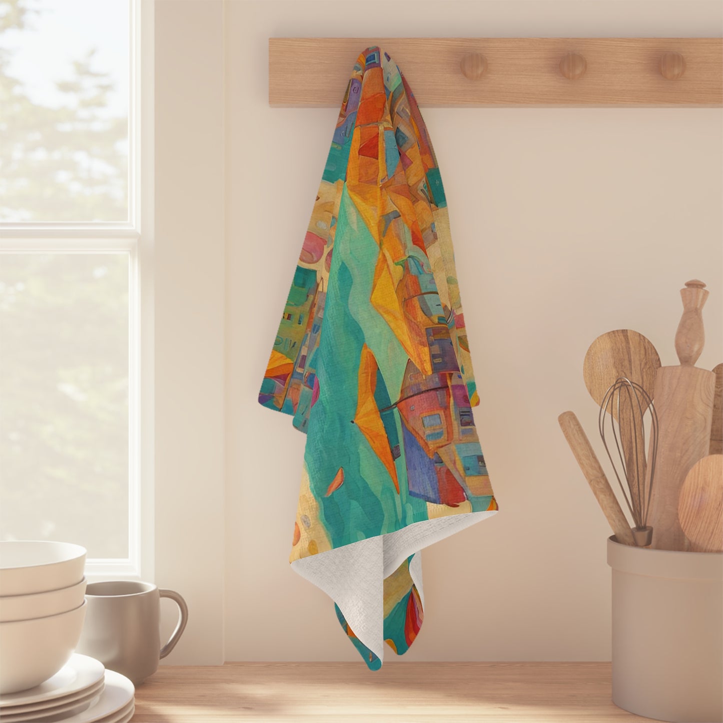 Seaside in Living Color Microfiber Tea Towel