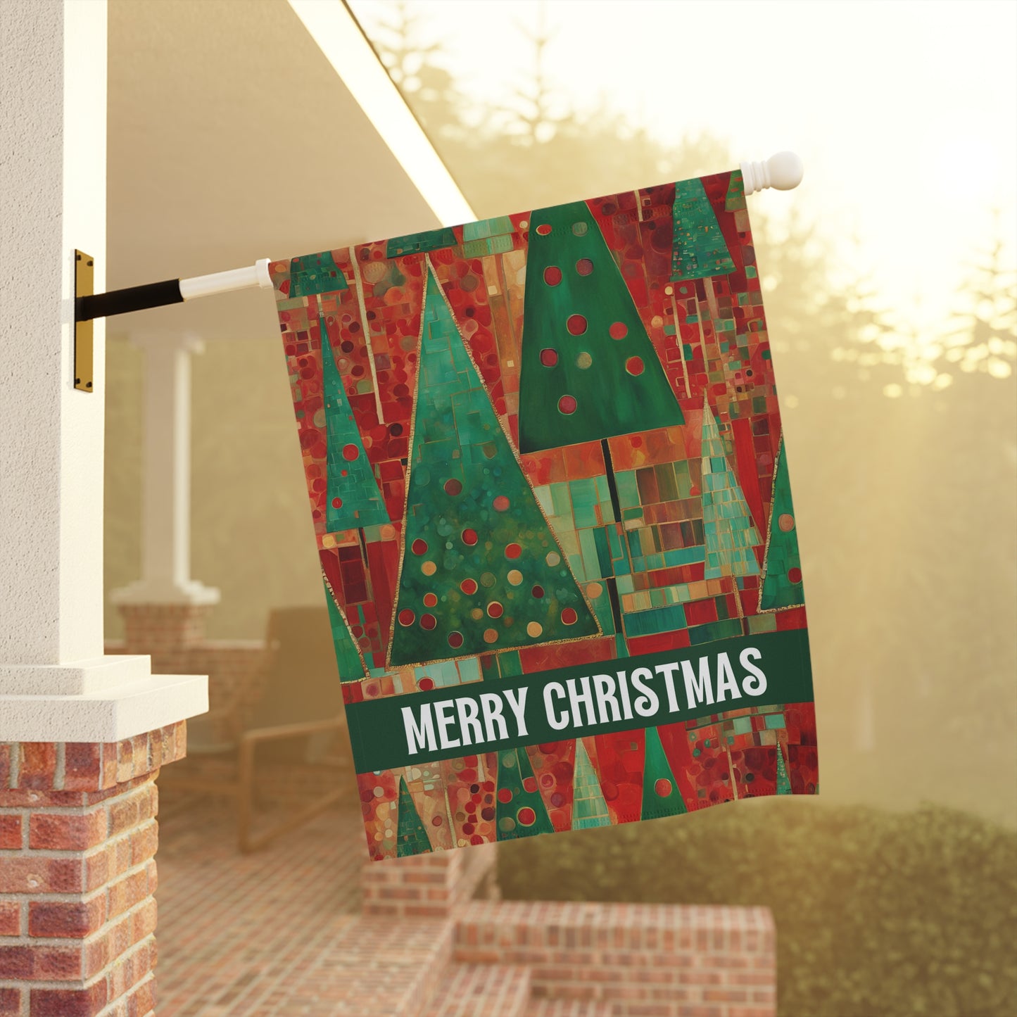 Merry Christmas Trees 2-Sided Garden & House Flag/Banner