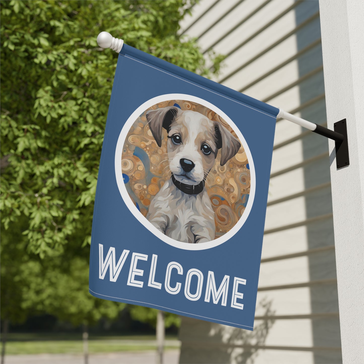 Phillip the Dog 2 Welcome 2-Sided Garden & House Flag/Banner