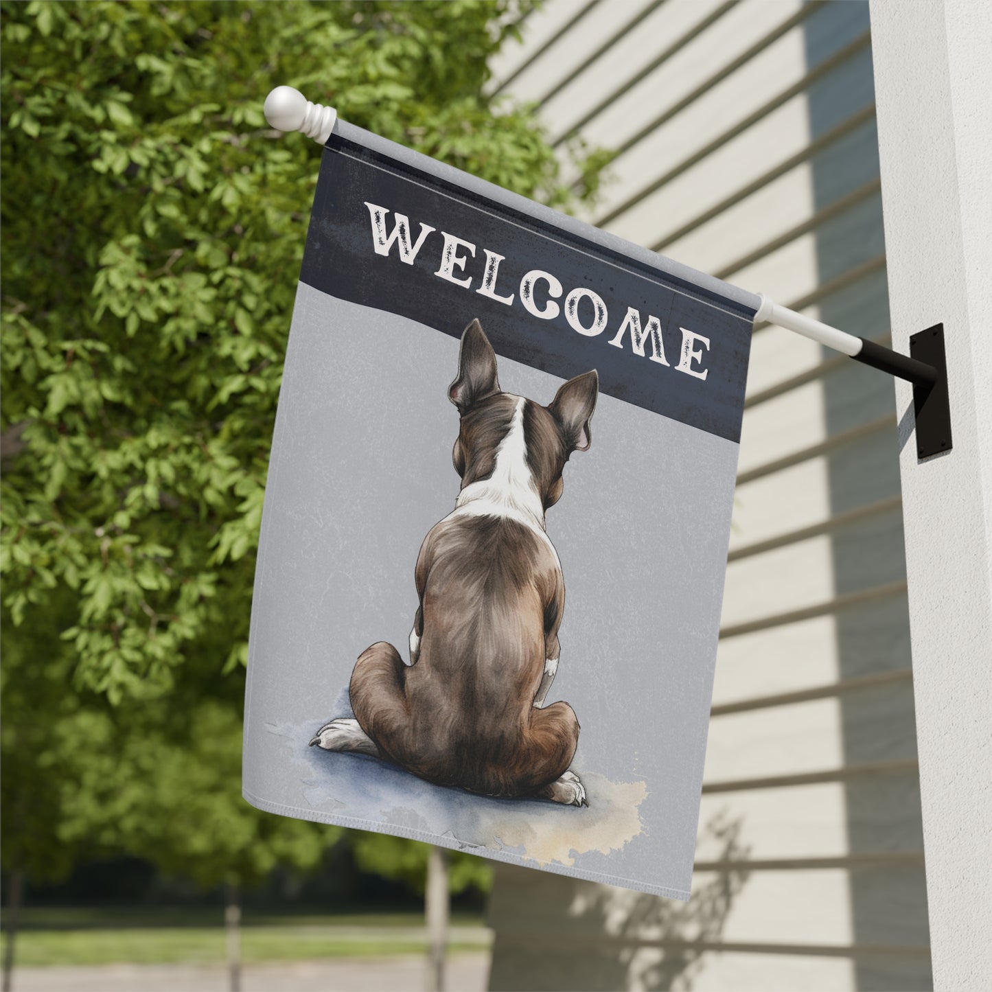 Boston Terrier Welcome 2-Sided Garden & House Flag/Banner