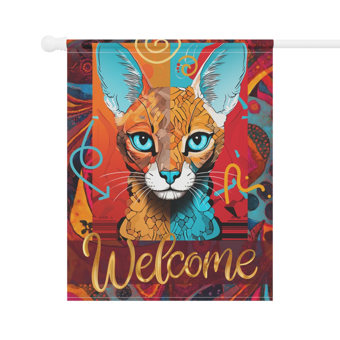 Omni Cat Welcome Maximalist 2-Sided Garden & House Banner