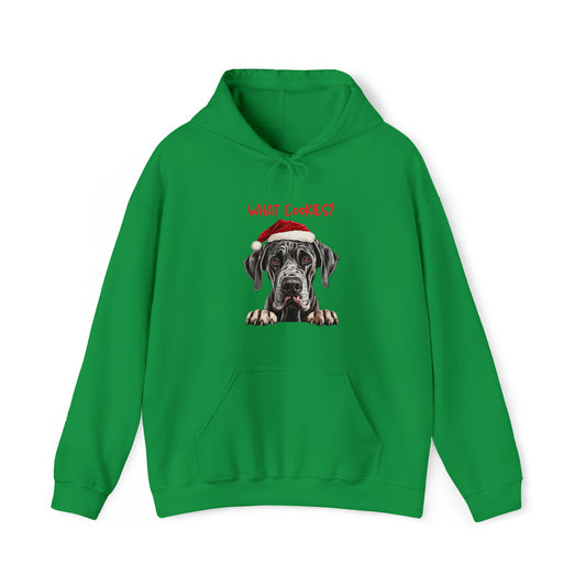 What Cookies? Great Dane in Santa Hat Unisex Heavy Blend™ Hooded Sweatshirt