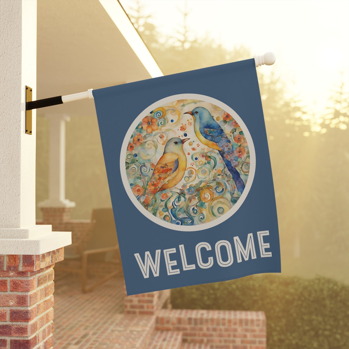 Garden Birds Welcome 2-Sided Garden & House Flag/Banner