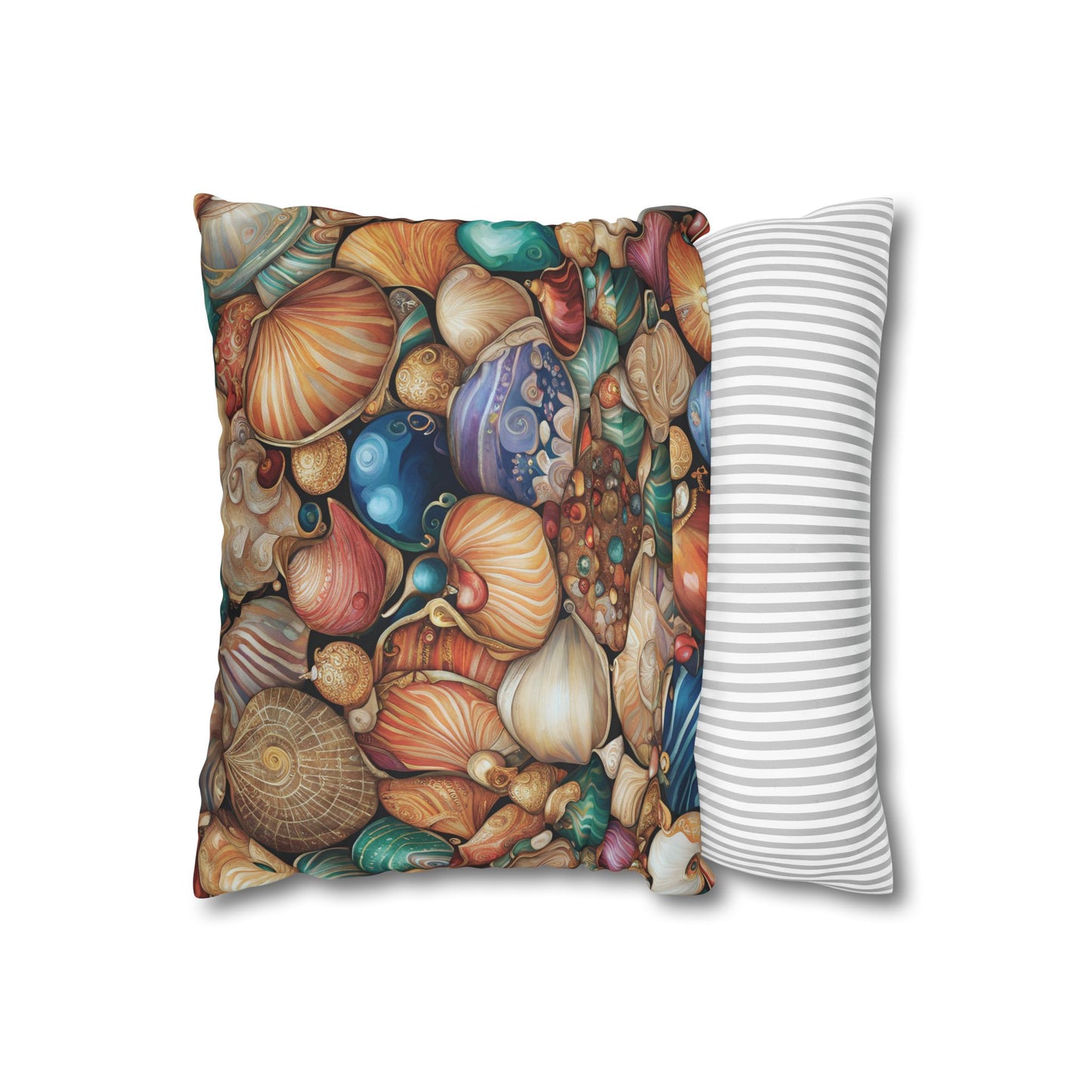 All the Seashells Square Poly Canvas Pillowcase