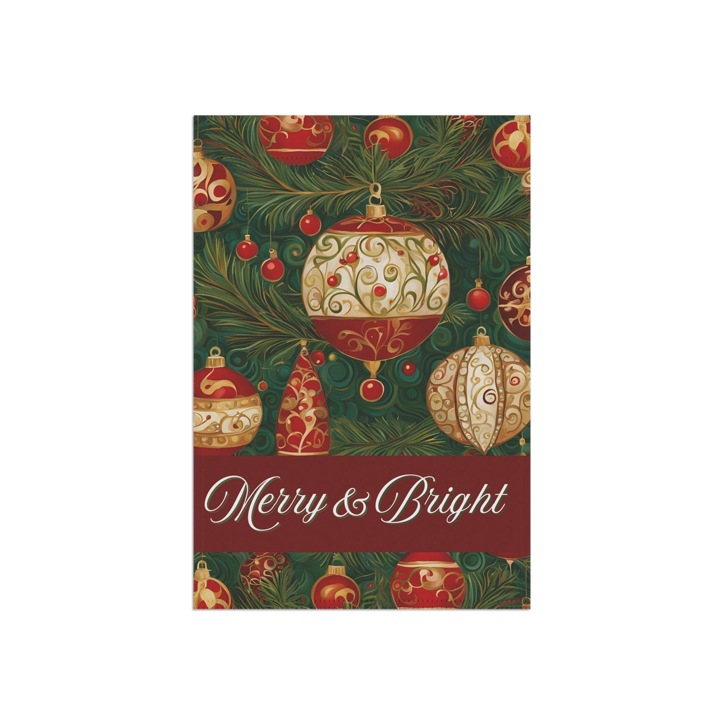 Merry & Bright Ornaments 2-Sided Garden & House Flag/Banner