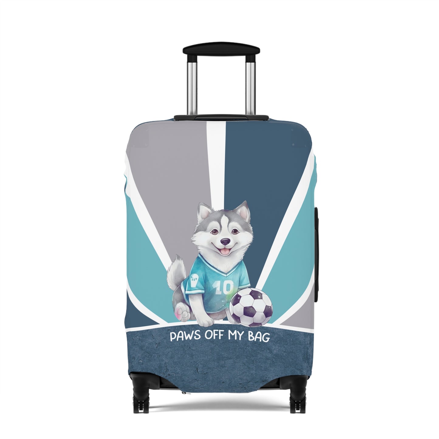 Husky with Soccer Ball Paws Off My Bag Luggage Cover