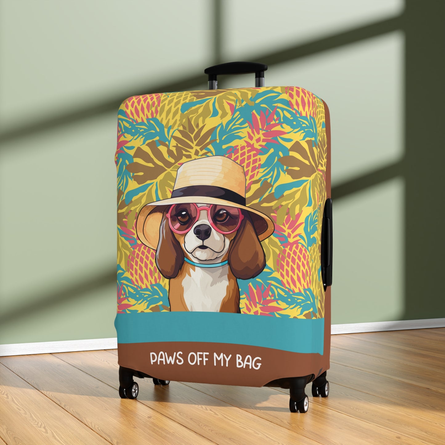 Beagle in Hat & Glasses Paws Off My Bag Luggage Cover