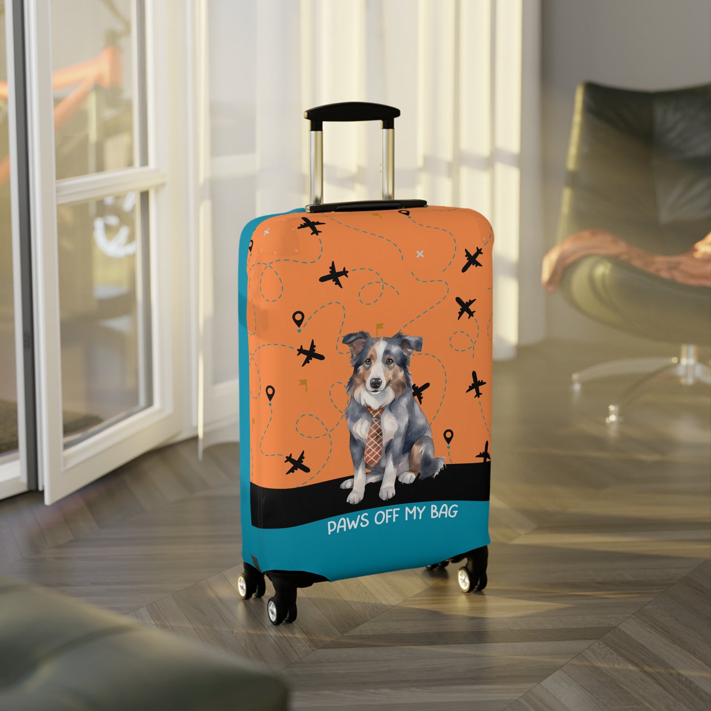 Border Collie in Tie Paws Off My Bag Luggage Cover