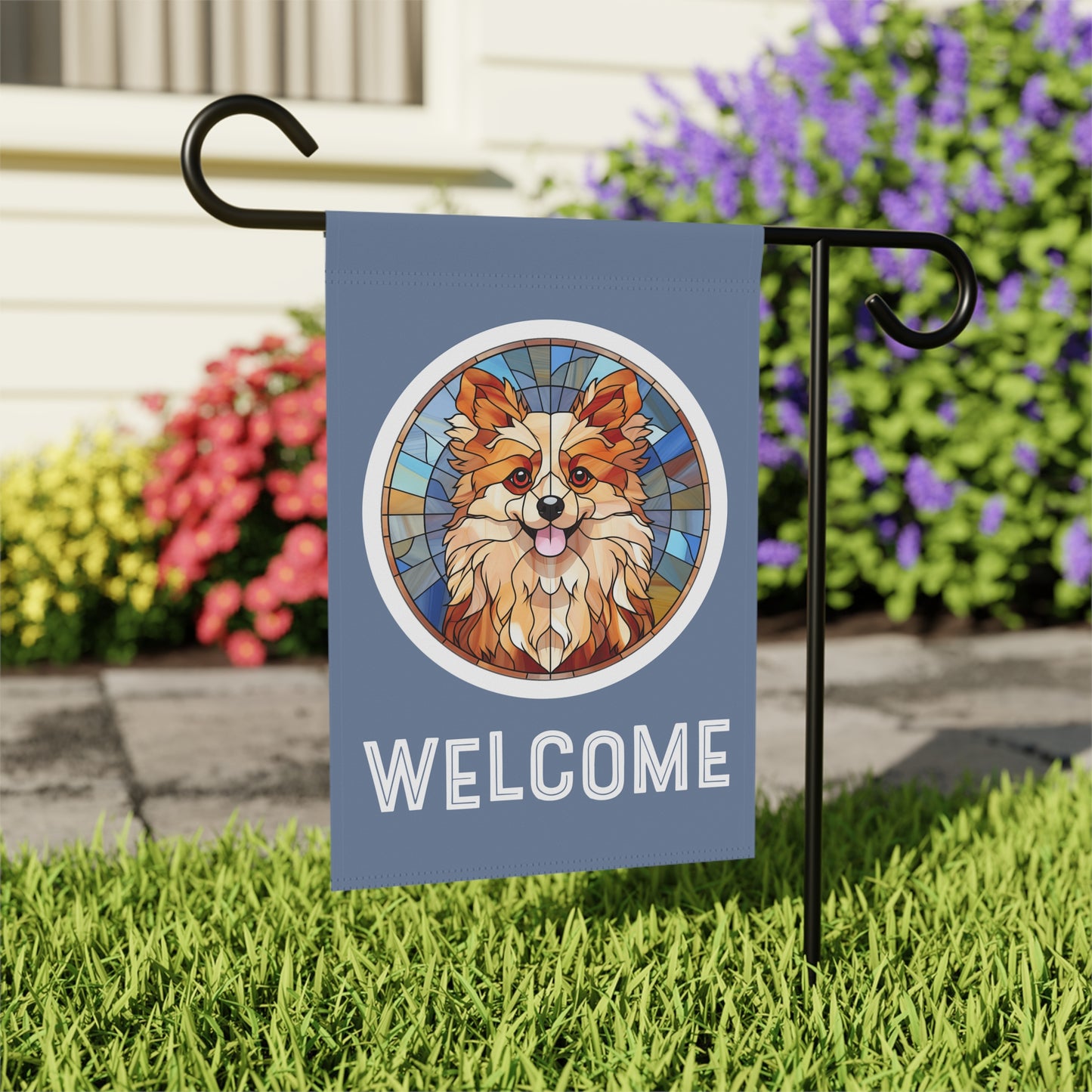 Pomeranian Welcome 2-Sided Garden & House Flag/Banner