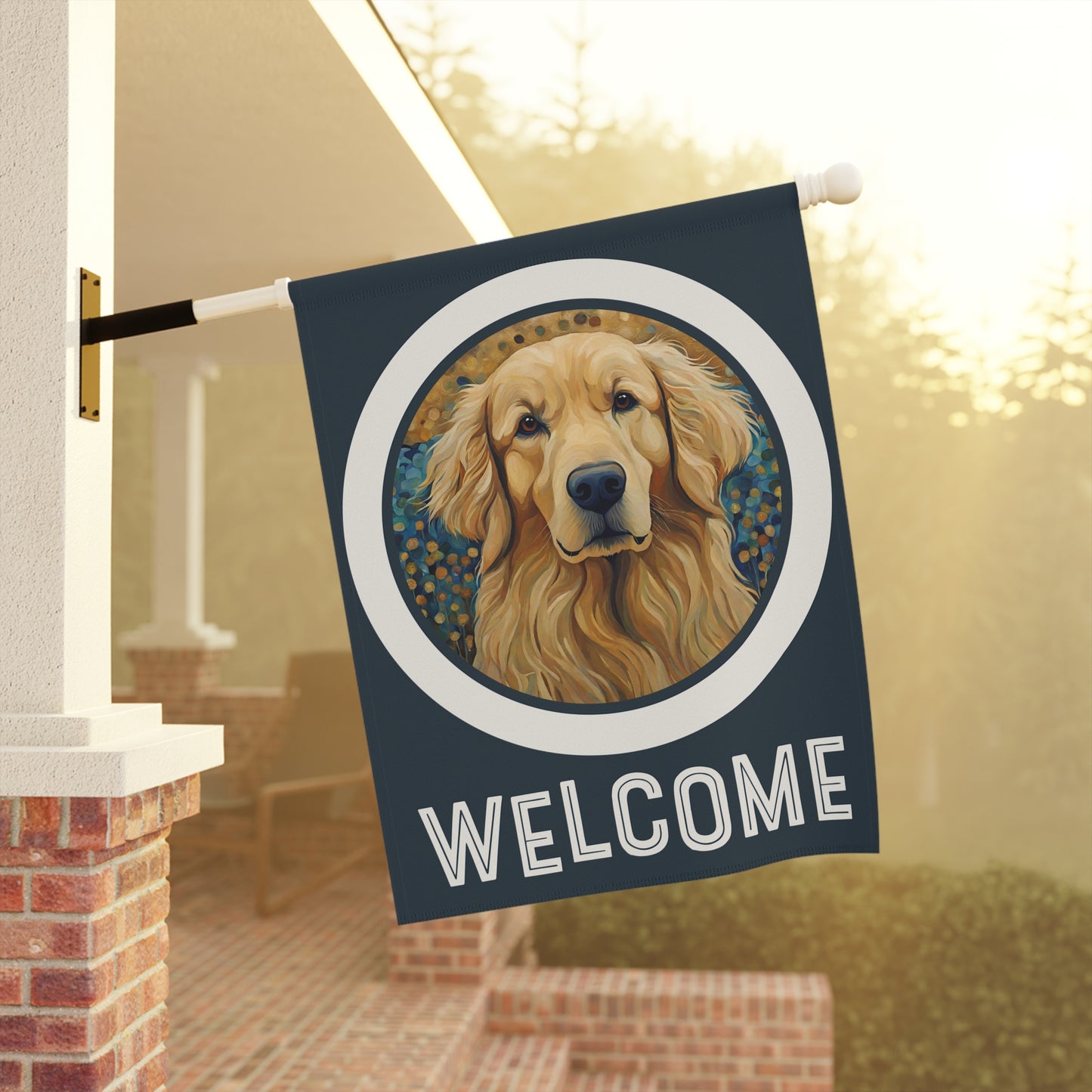 Golden Retriever 2 Welcome 2-Sided Garden & House Flag/Banner